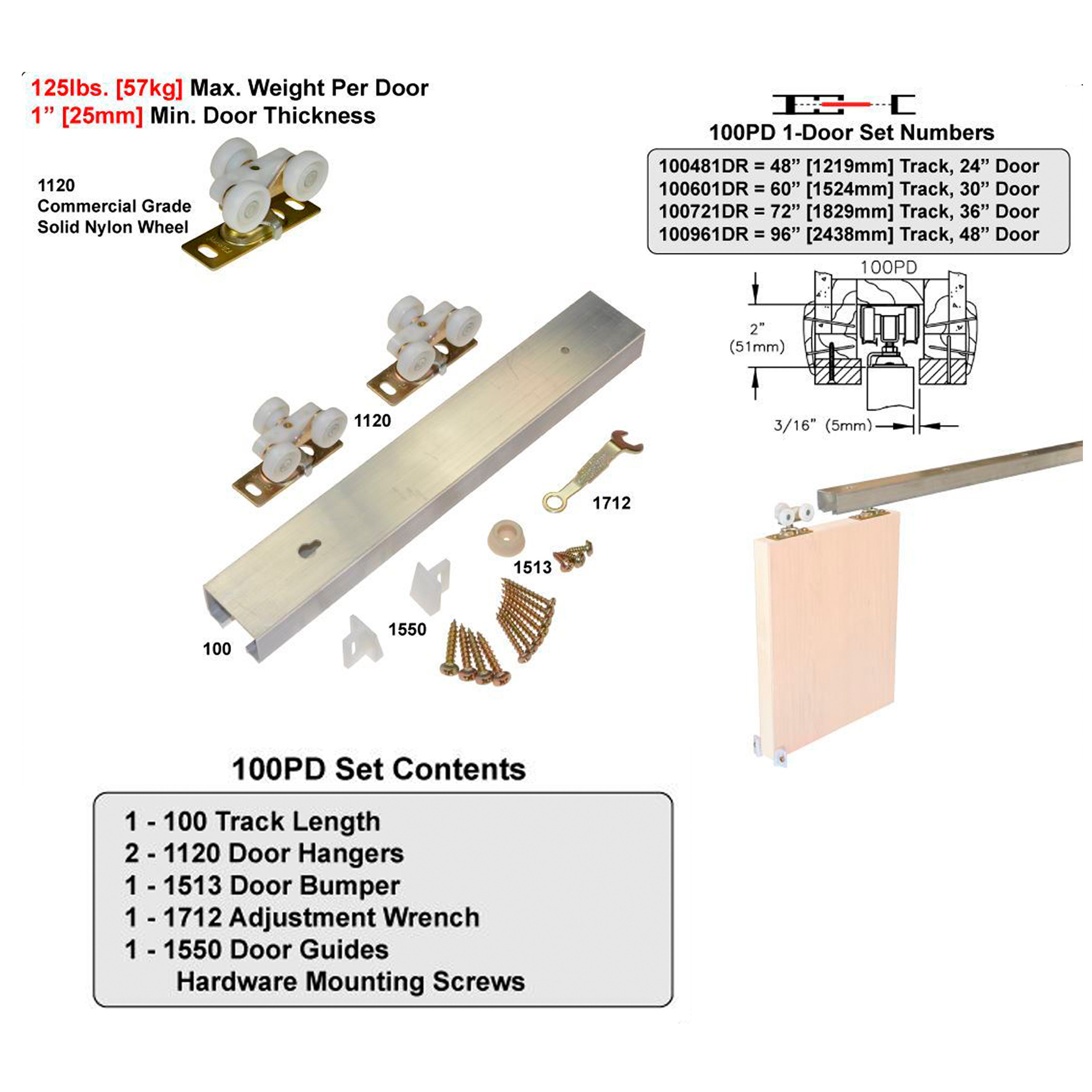 Wooden Pocket Door Hardware Kit