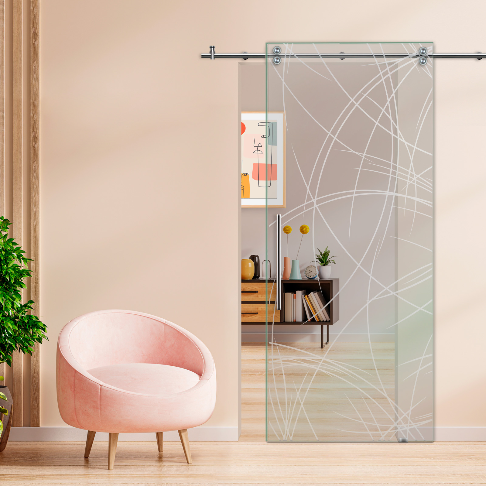 Sliding Glass Barn Door (Non-private) T-Handle