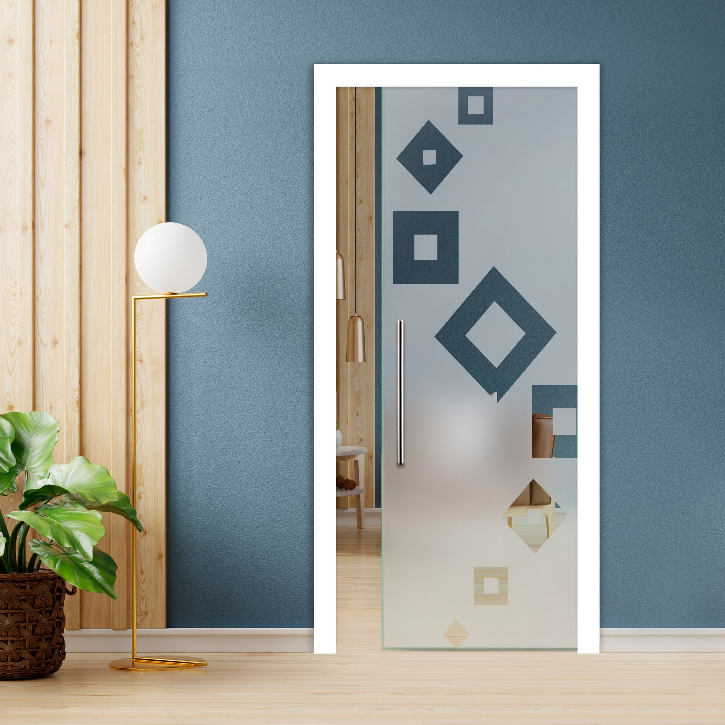 Pocket Glass Barn Door & T Handle Bar