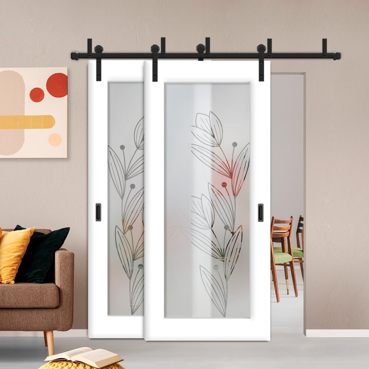 Sliding Barn Bypass Door (Model BGD-0017 Semi-Private)