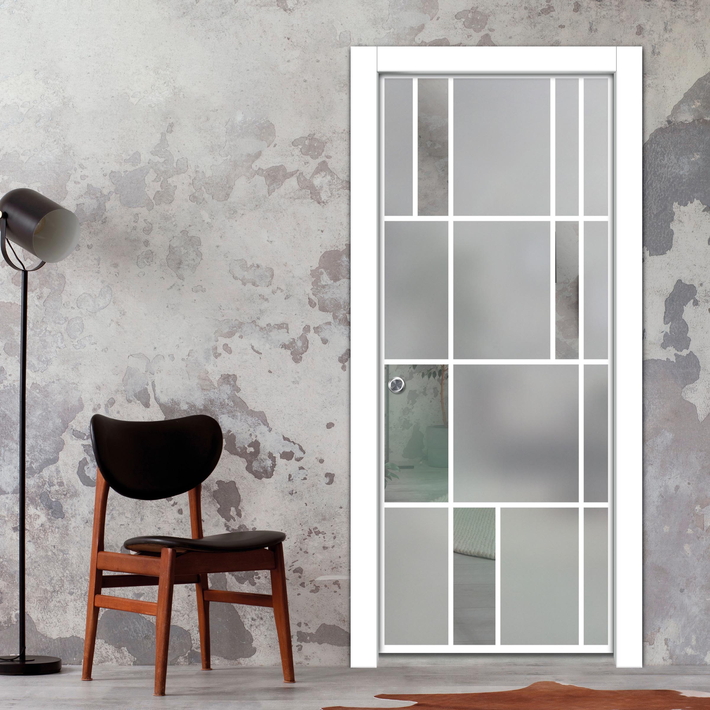 Frameless Glass Pocket Door Industrial Loft Style PSGDIS-7023