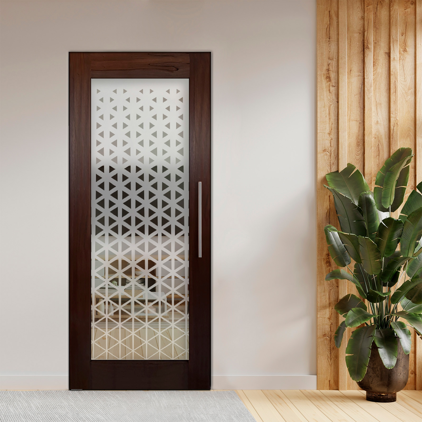 Self Closing Pivot Wooden Glass Door PWGD-7890