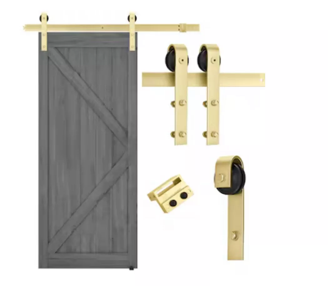 Gold Colored Hardware Kit for Sliding Wooden Barn Door