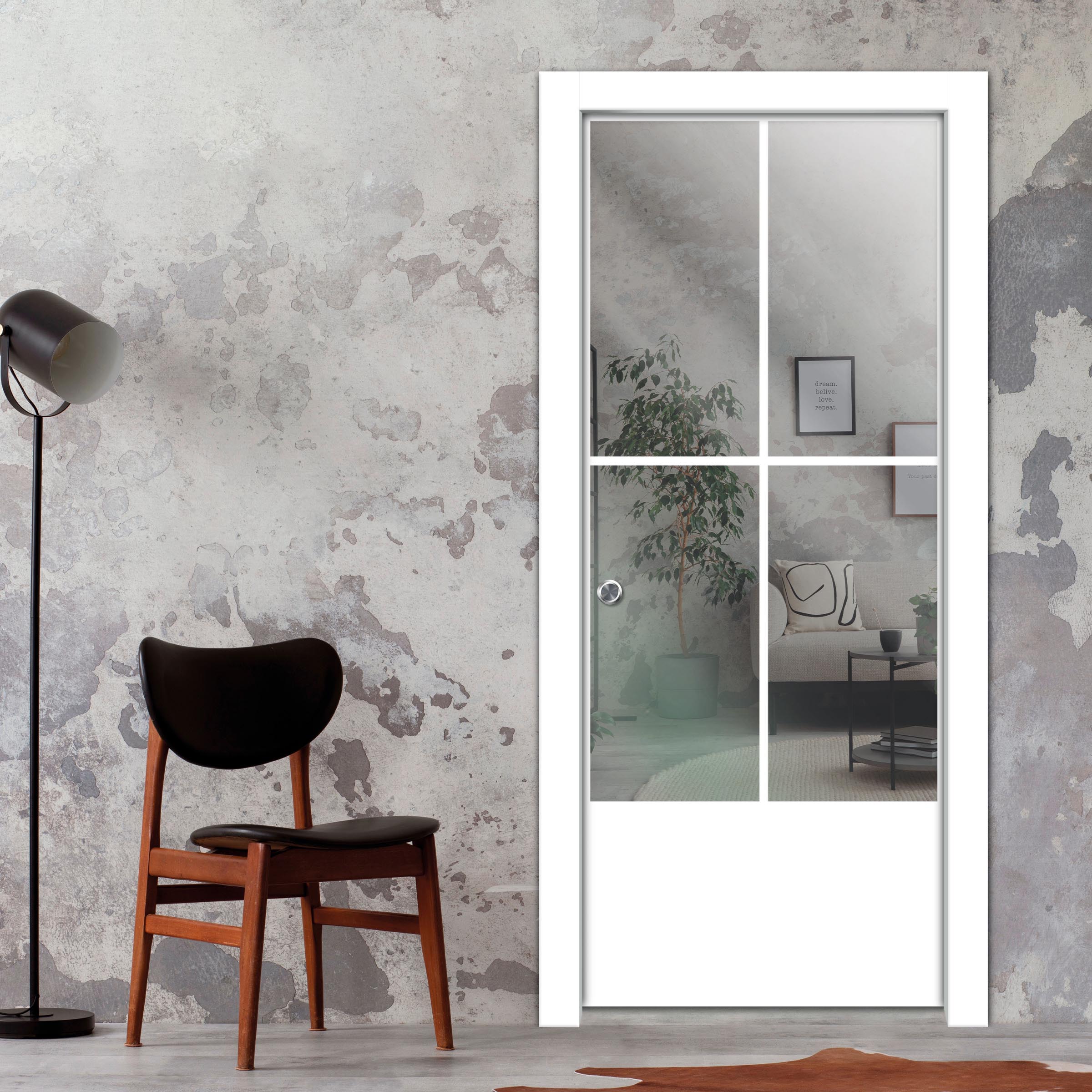 Frameless Glass Sliding Pocket Door Industrial Style PSGDIS-4254