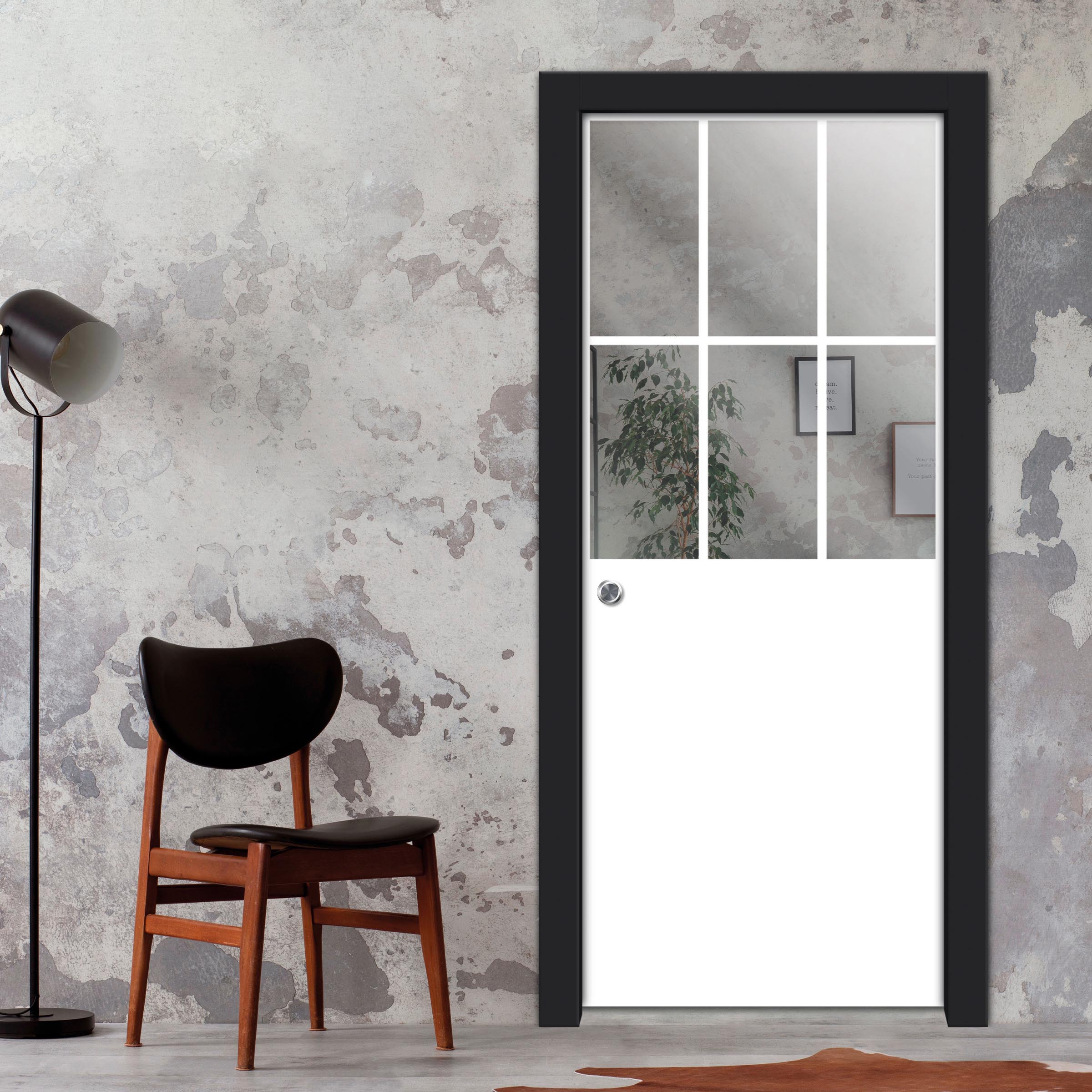 Frameless Glass Sliding Pocket Door Industrial Style PSGDIS-4272