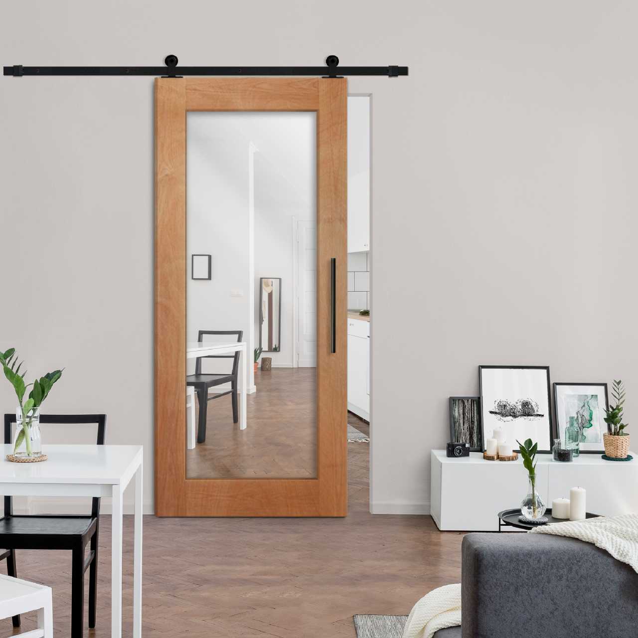 Complete Kit New Zealand Oak Mirror Barn Door WMD-8010