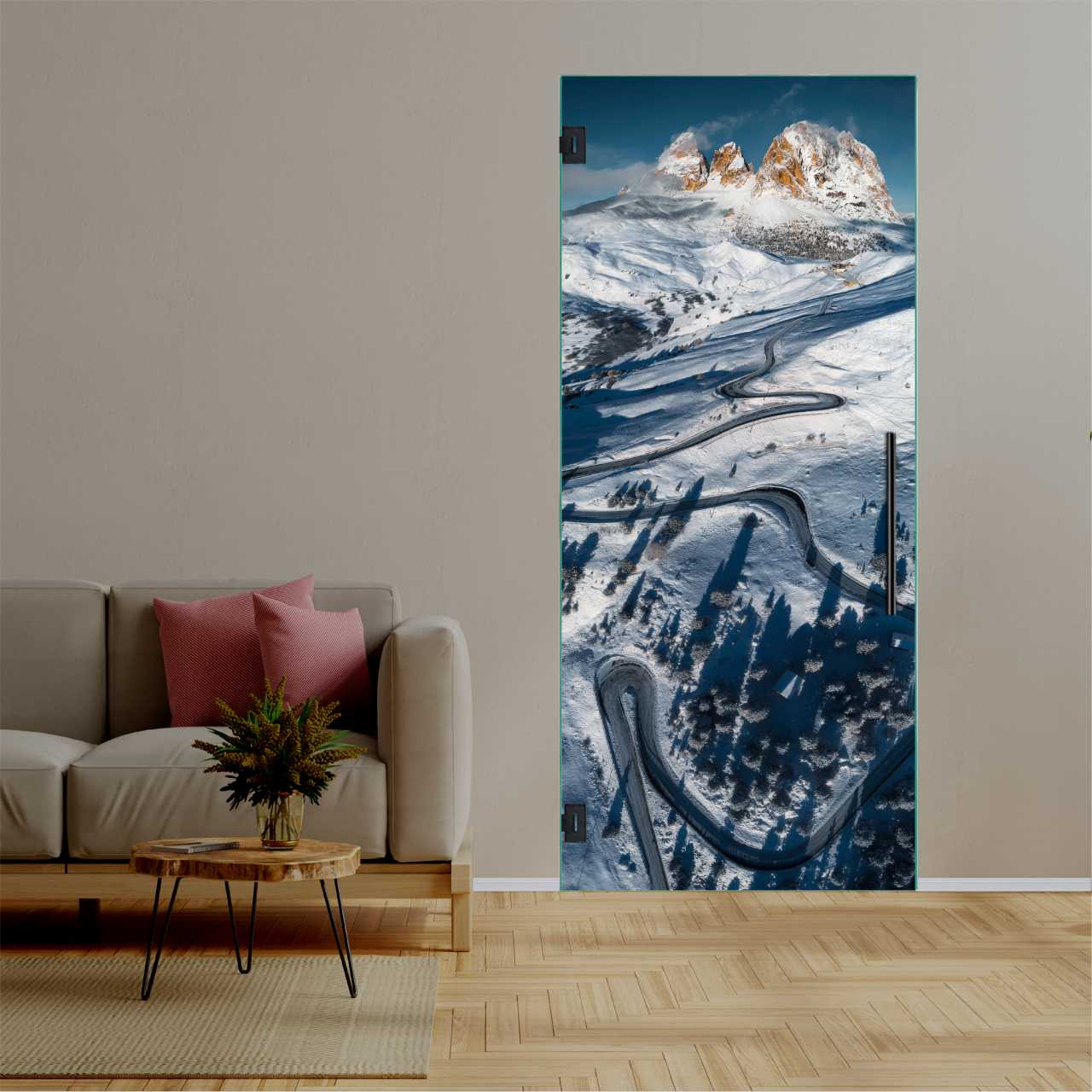 (Road in the Italian Alps in Winter) Digital Printing Swing Glass Door DPSD-6310