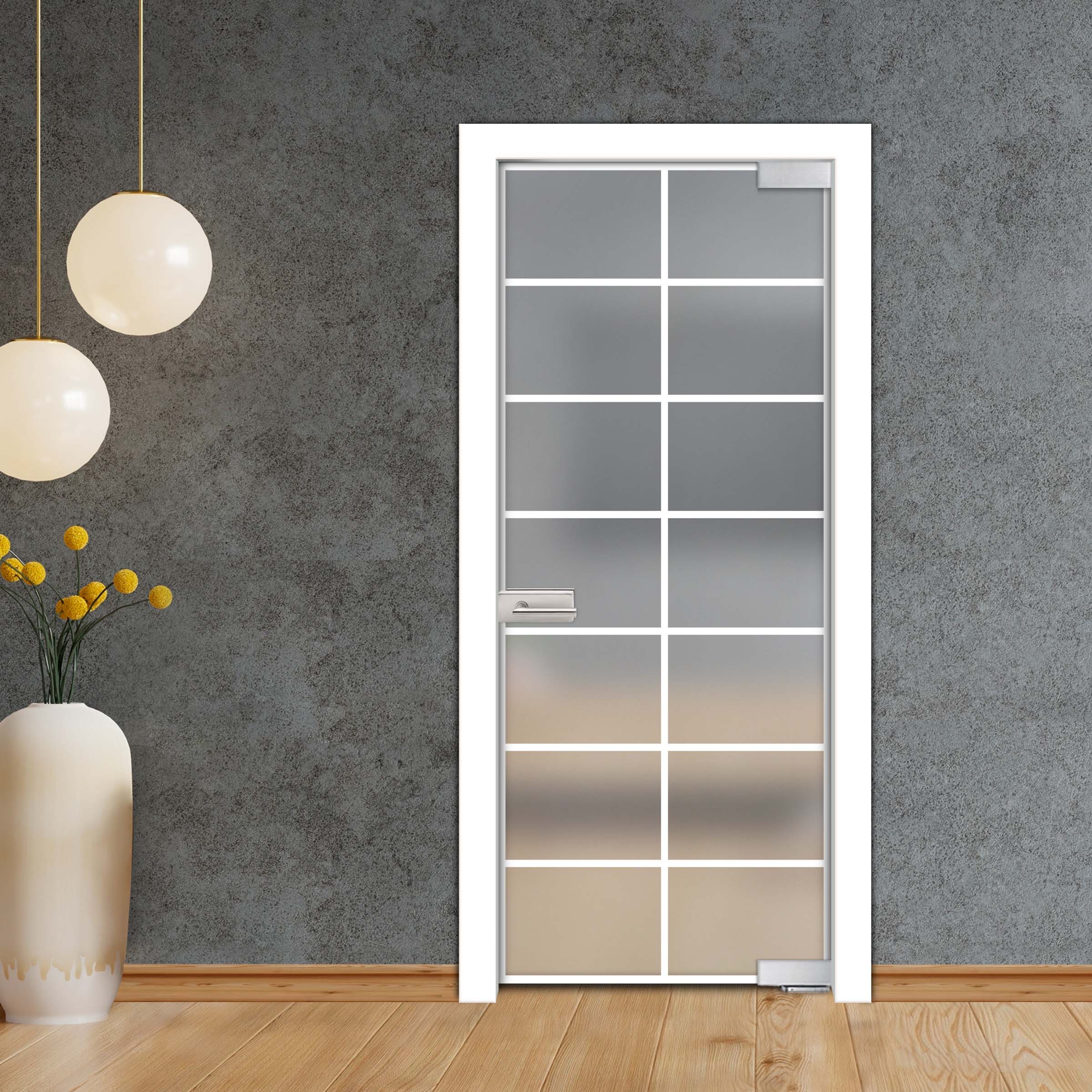 Frameless Industrial Pivot Glass Door (Black Hardware Complete Kit) PGLF-4135