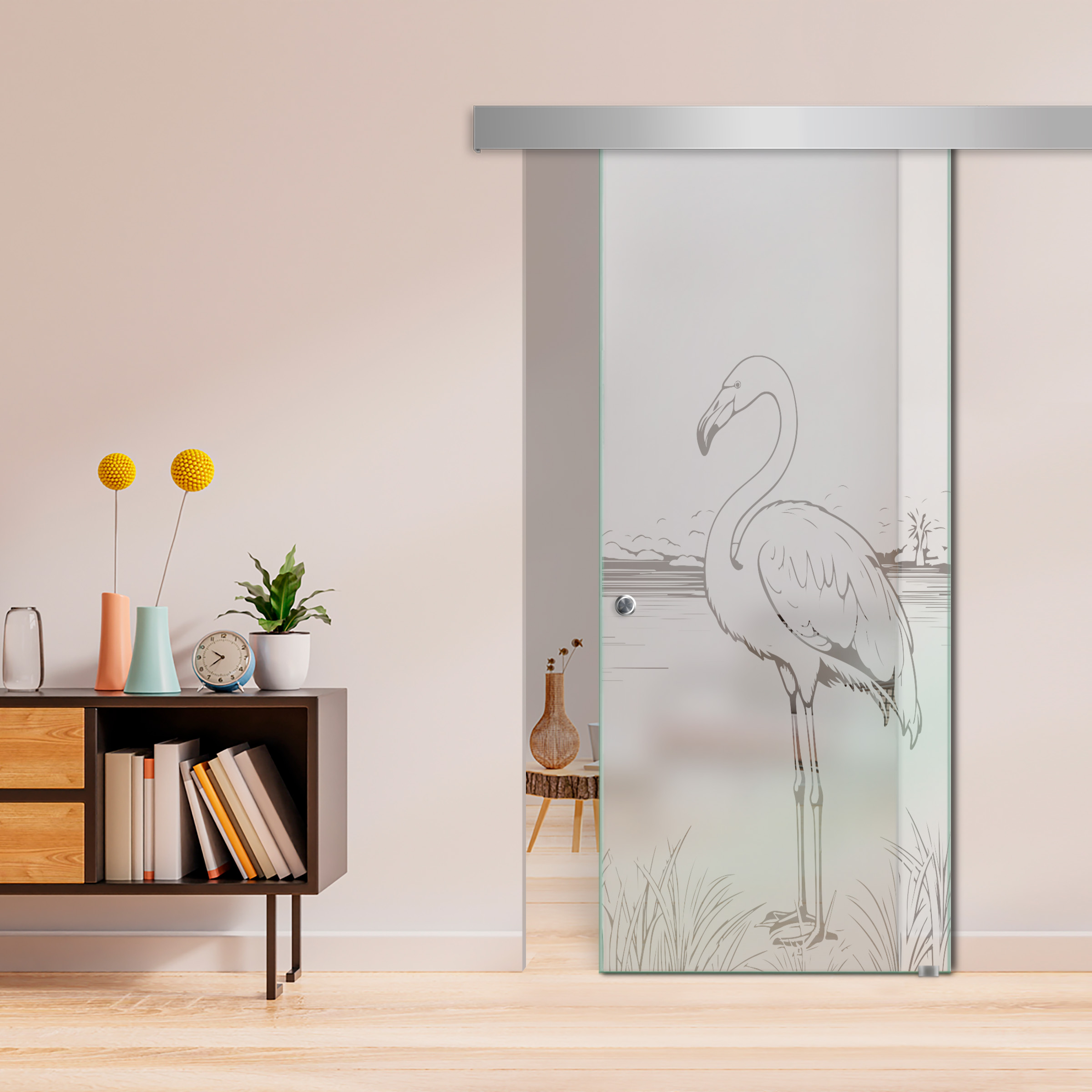 Sliding Glass Barn Door  ALU100 (Semi Private)