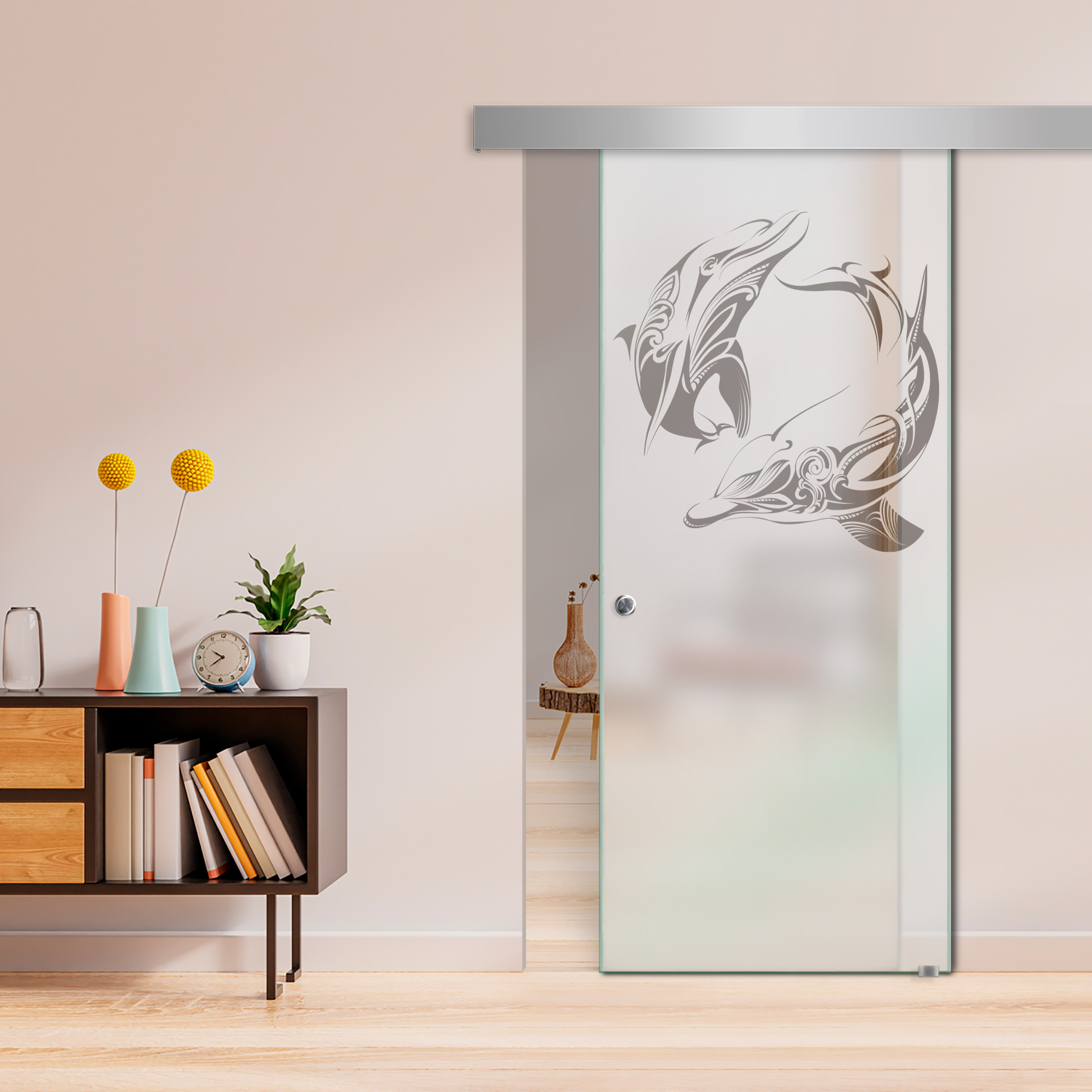 Sliding Glass Barn Door  ALU100 (Semi Private)