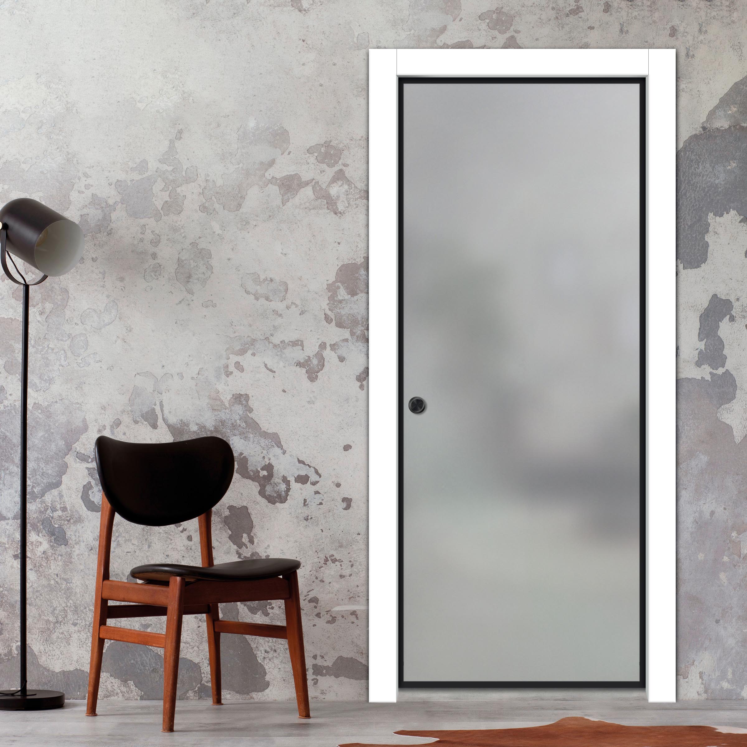 Frameless Glass Sliding Pocket Door Industrial Style PSGDIS-5366