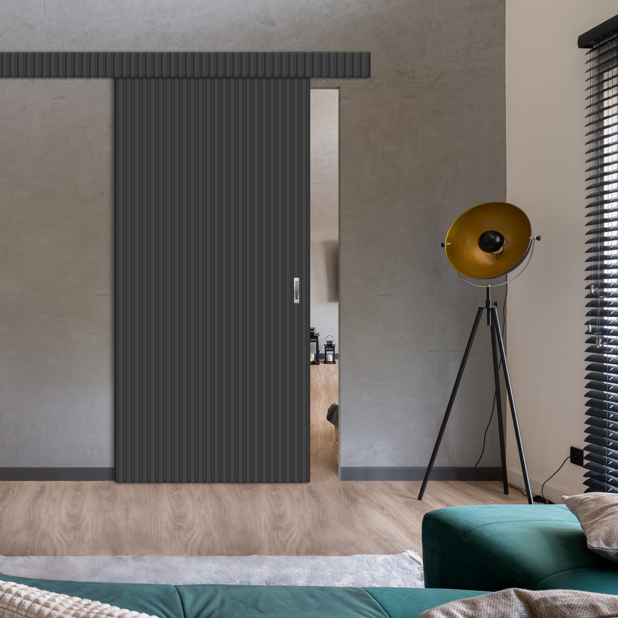 Fluted Wooden Sliding Barn Door (Hardware Fascia / Cover)