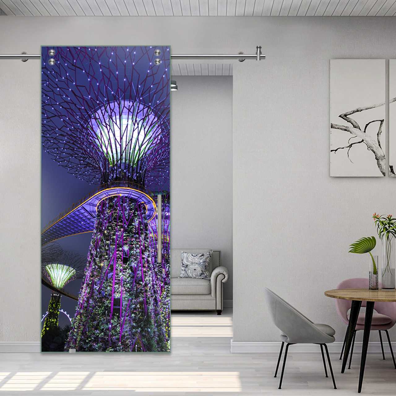 Digital Printing Sliding Barn Glass Door (Singapore Bayfron) V2000  DPSGD-5523