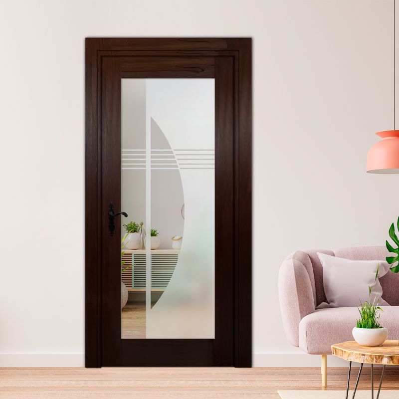 1 Lite Interior Door with Mahogany Wood and Glass Insert (Semi-Private)
