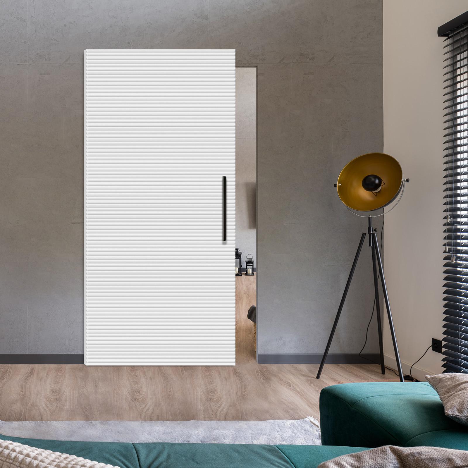 Fluted Wooden Sliding Barn Door Hidden Invisible Hardware (Write)