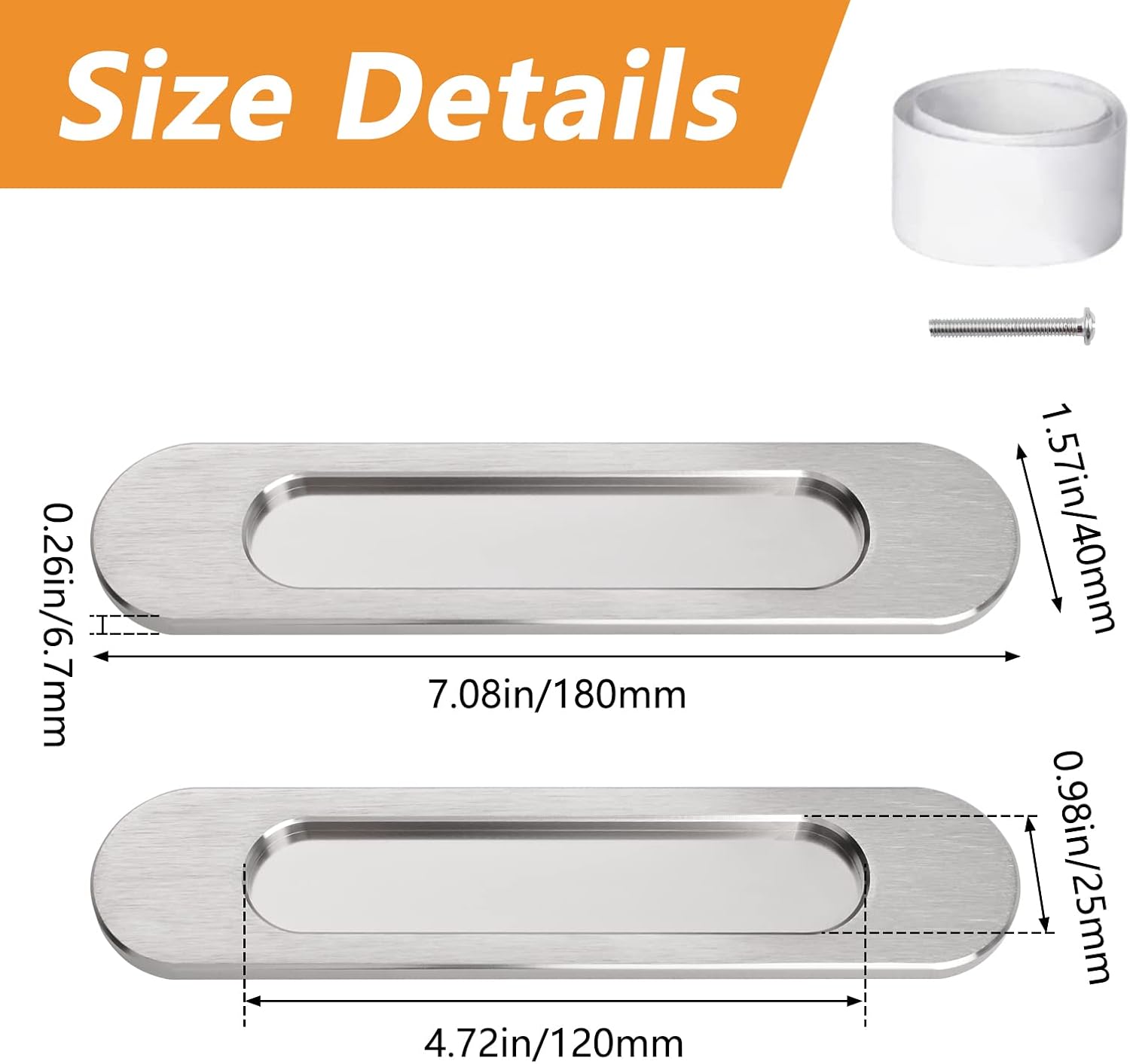 Self-Adhesive Aluminum Recessed Handles for Sliding Barn Doors, Pocket Door and More