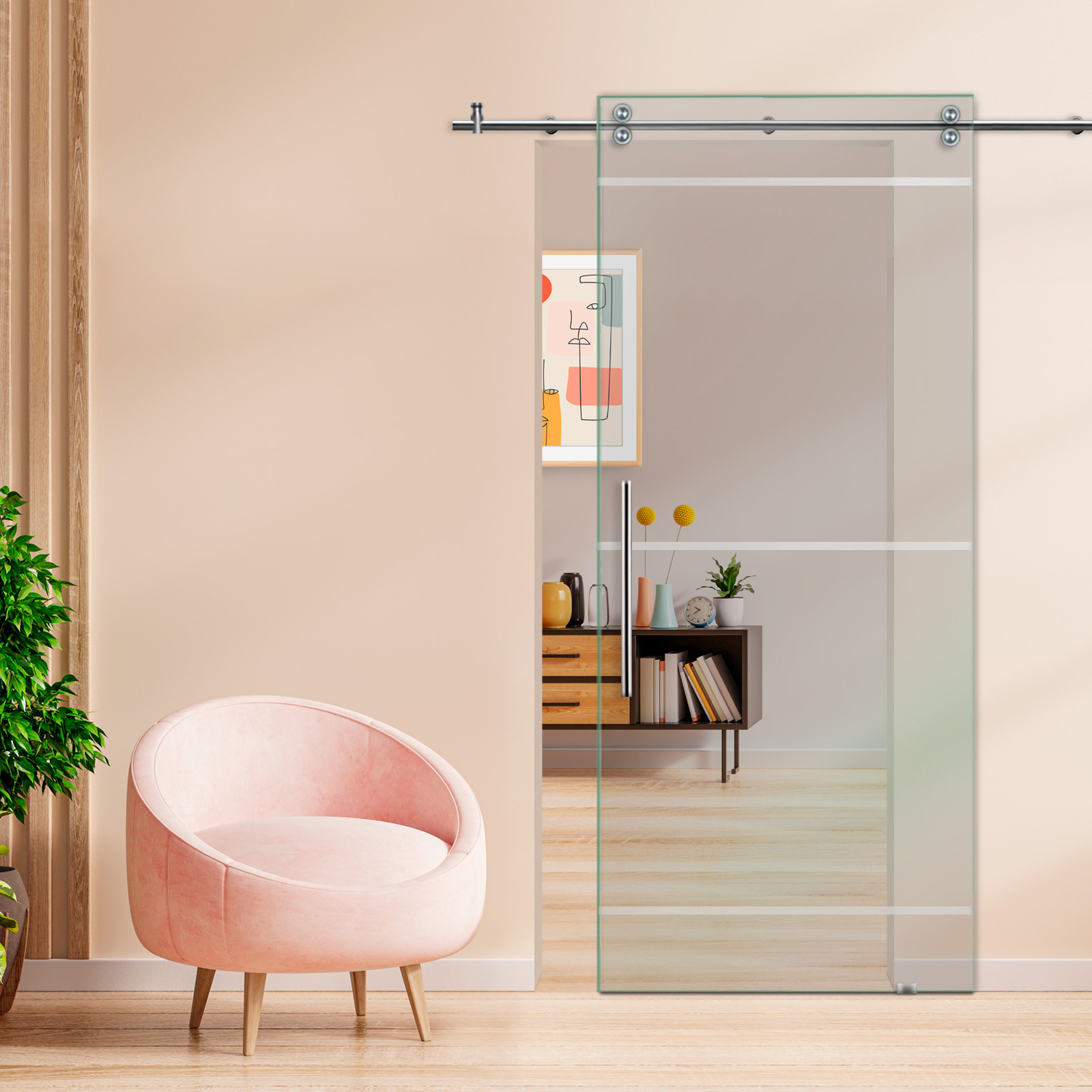 Sliding Glass Barn Door (Non-private) T-Handle