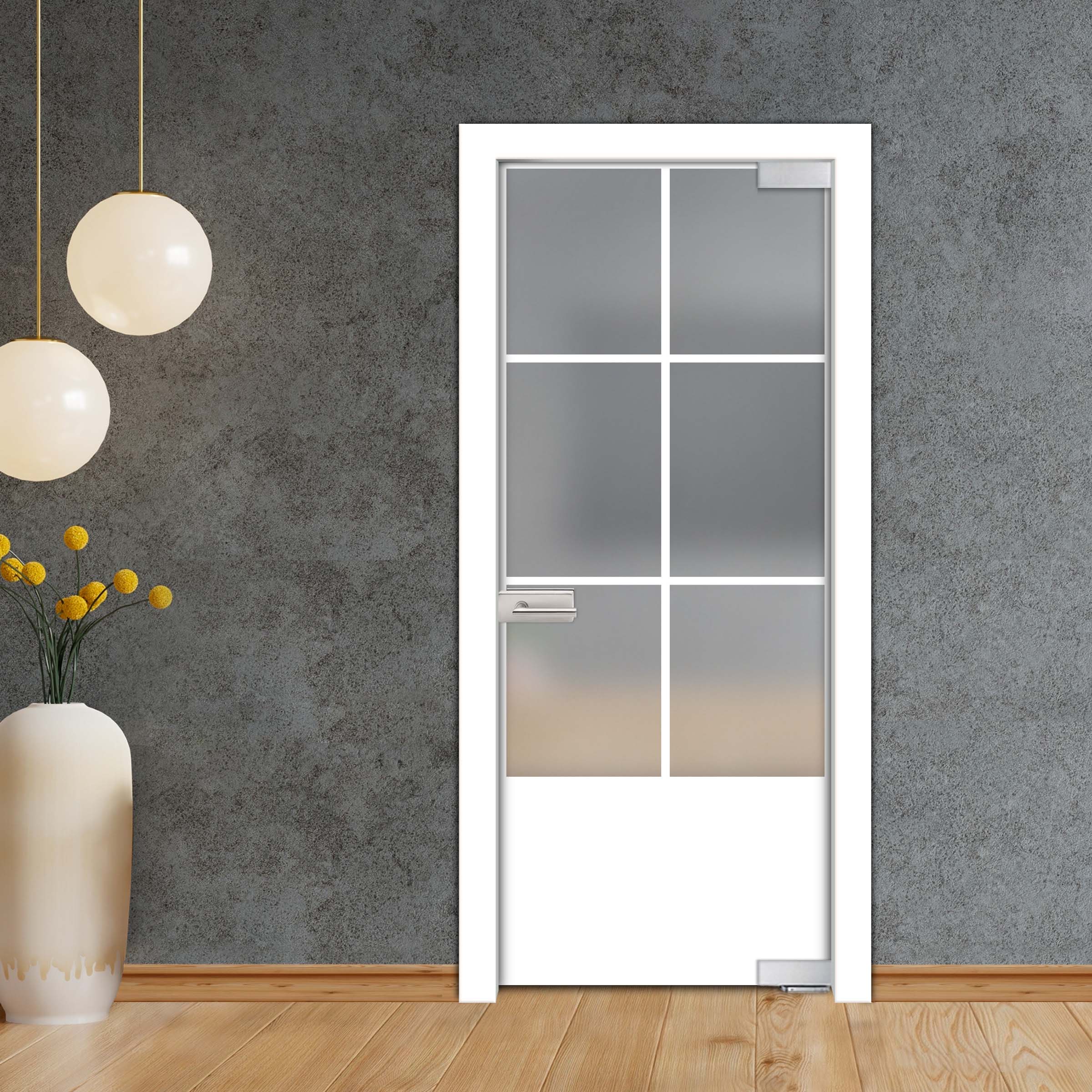Frameless Industrial Pivot Glass Door (Black Hardware Complete Kit) PGLF-5411