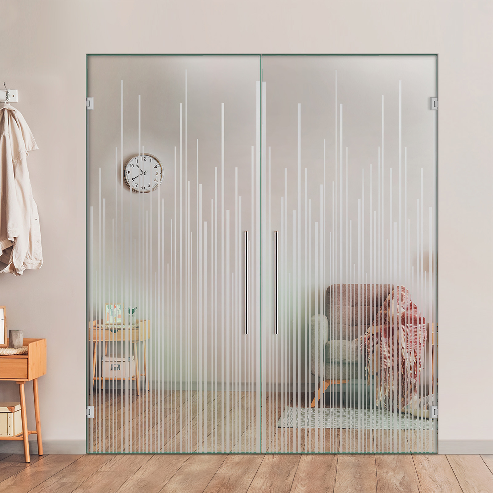 Double Swing Glass Door with Frosted Design (Non-private)