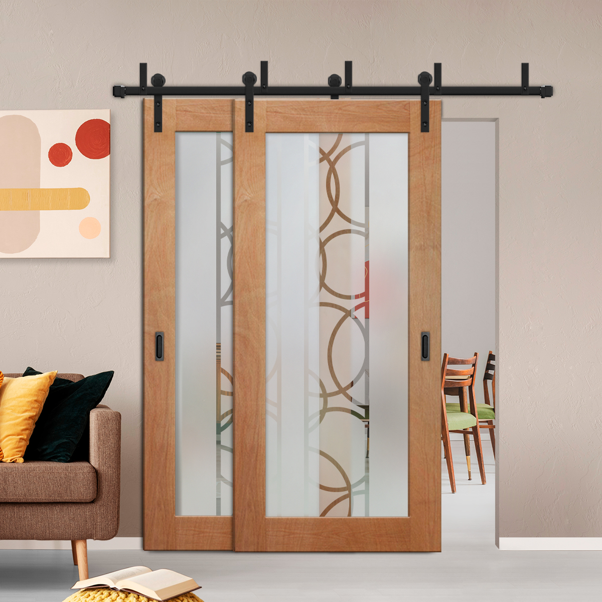 Sliding Barn Bypass Door (Model BGD-0016 Semi-Private)