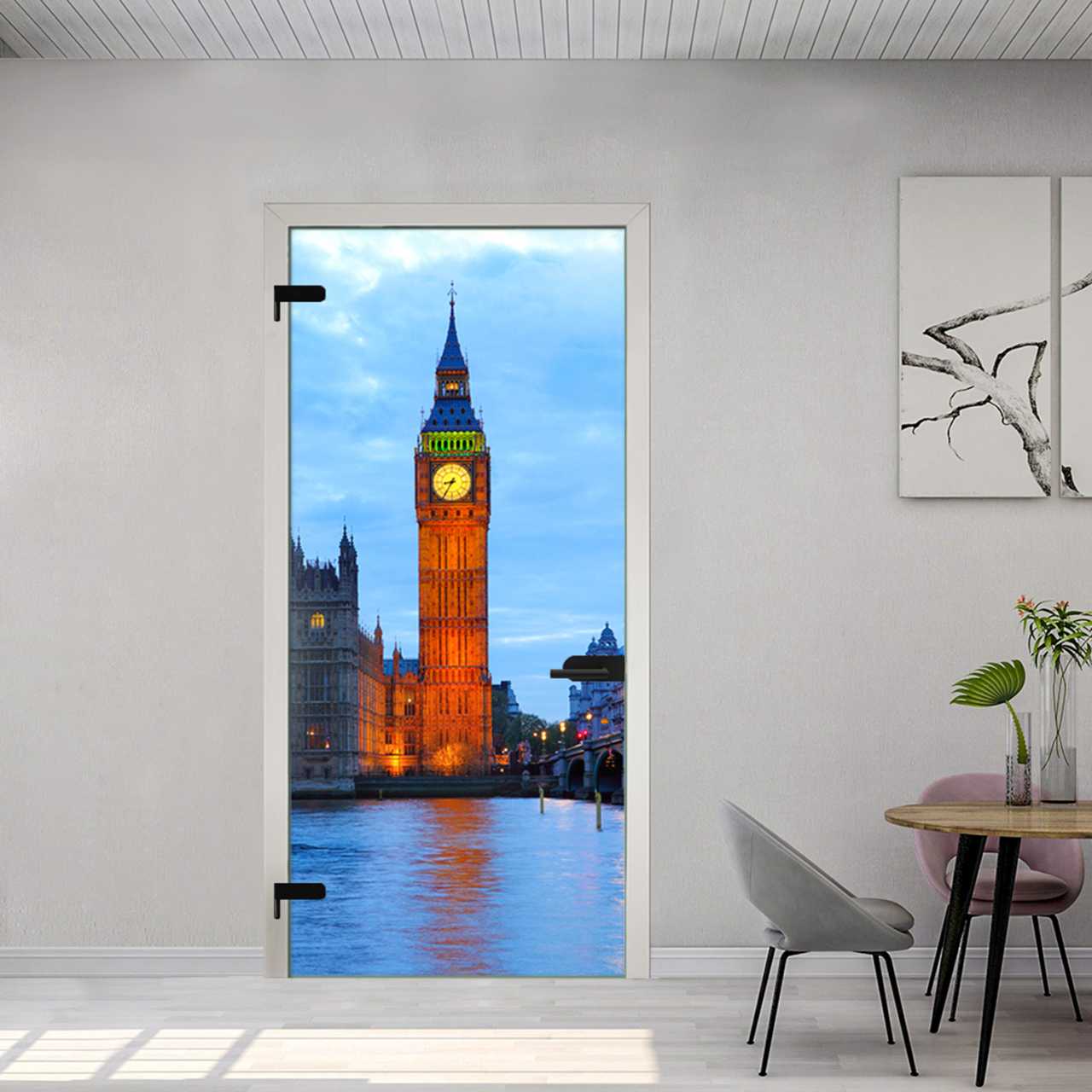 (London- Big Ben) Digital Printing Hinged Glass Door  DPHGD-6134