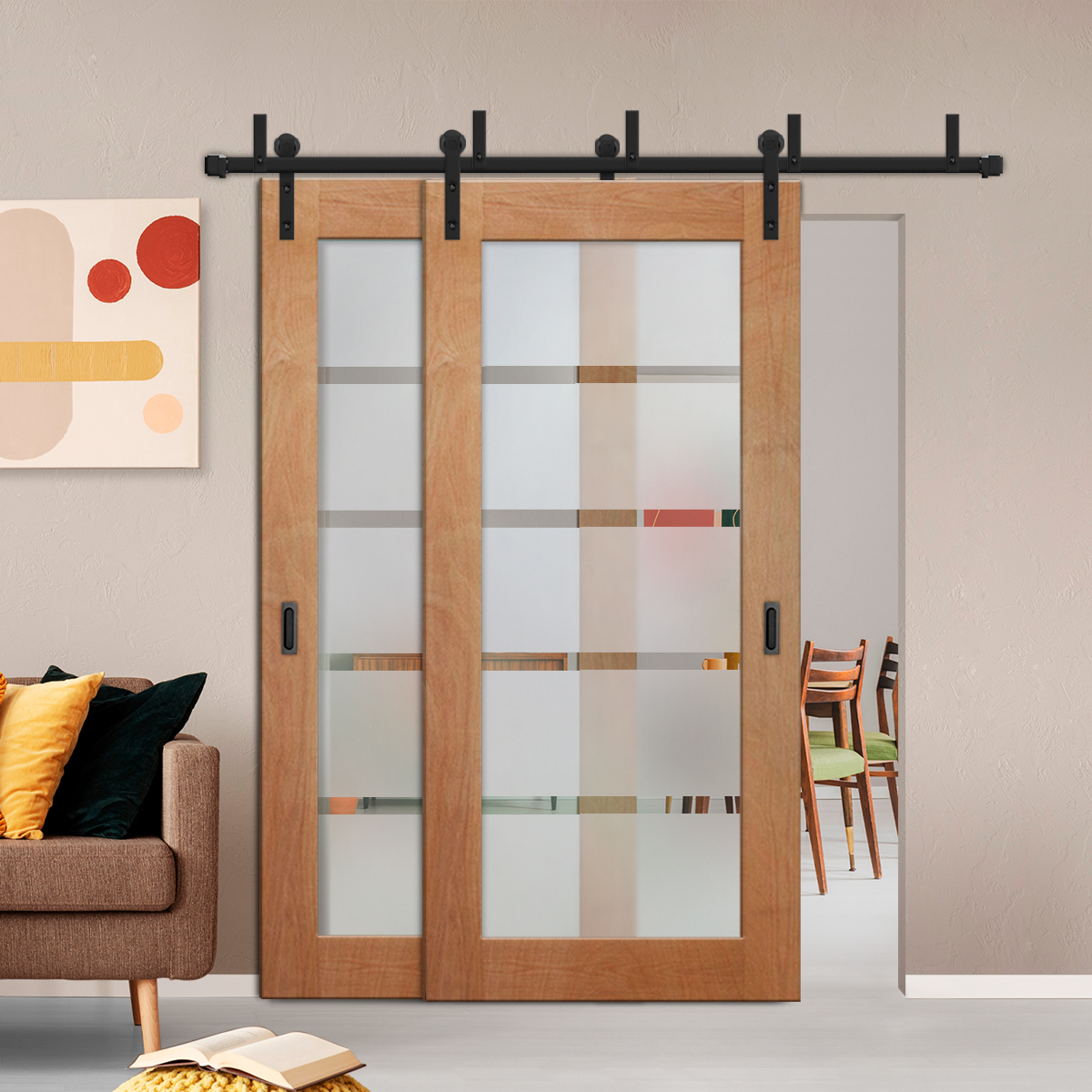 Sliding Barn Bypass Door (Model BGD-00368 Semi-Private)