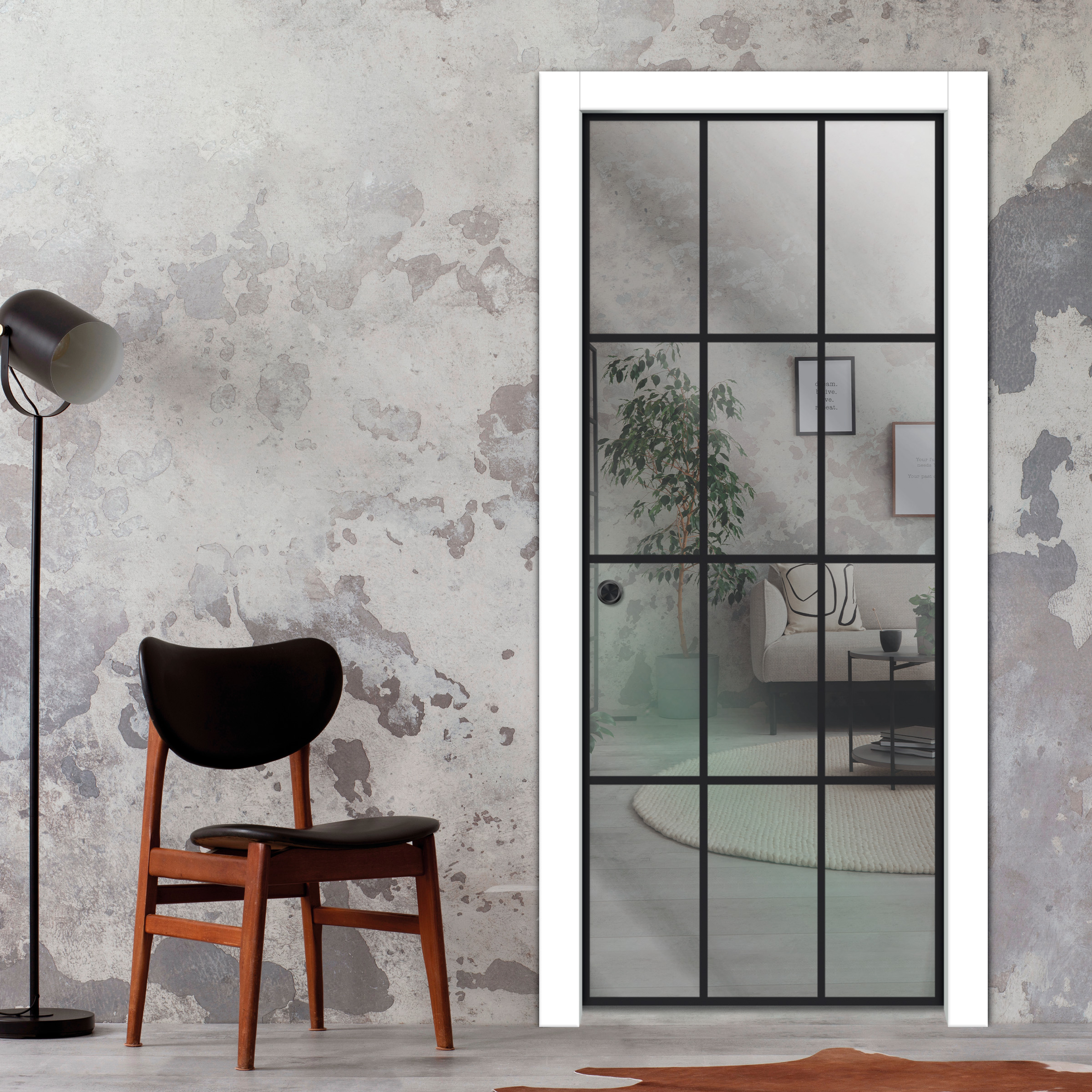 Frameless Glass Sliding Pocket Door Industrial Style PSGDIS-5388