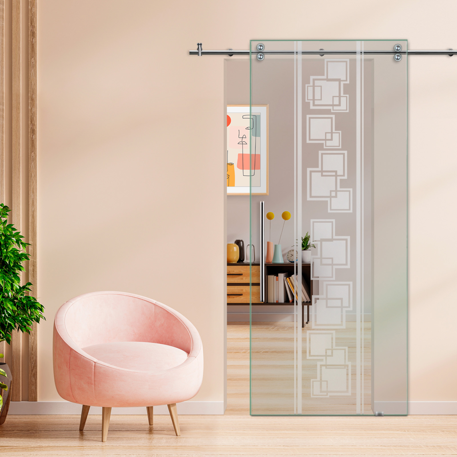Sliding Barn Glass Door T-Handle (Non-Private)