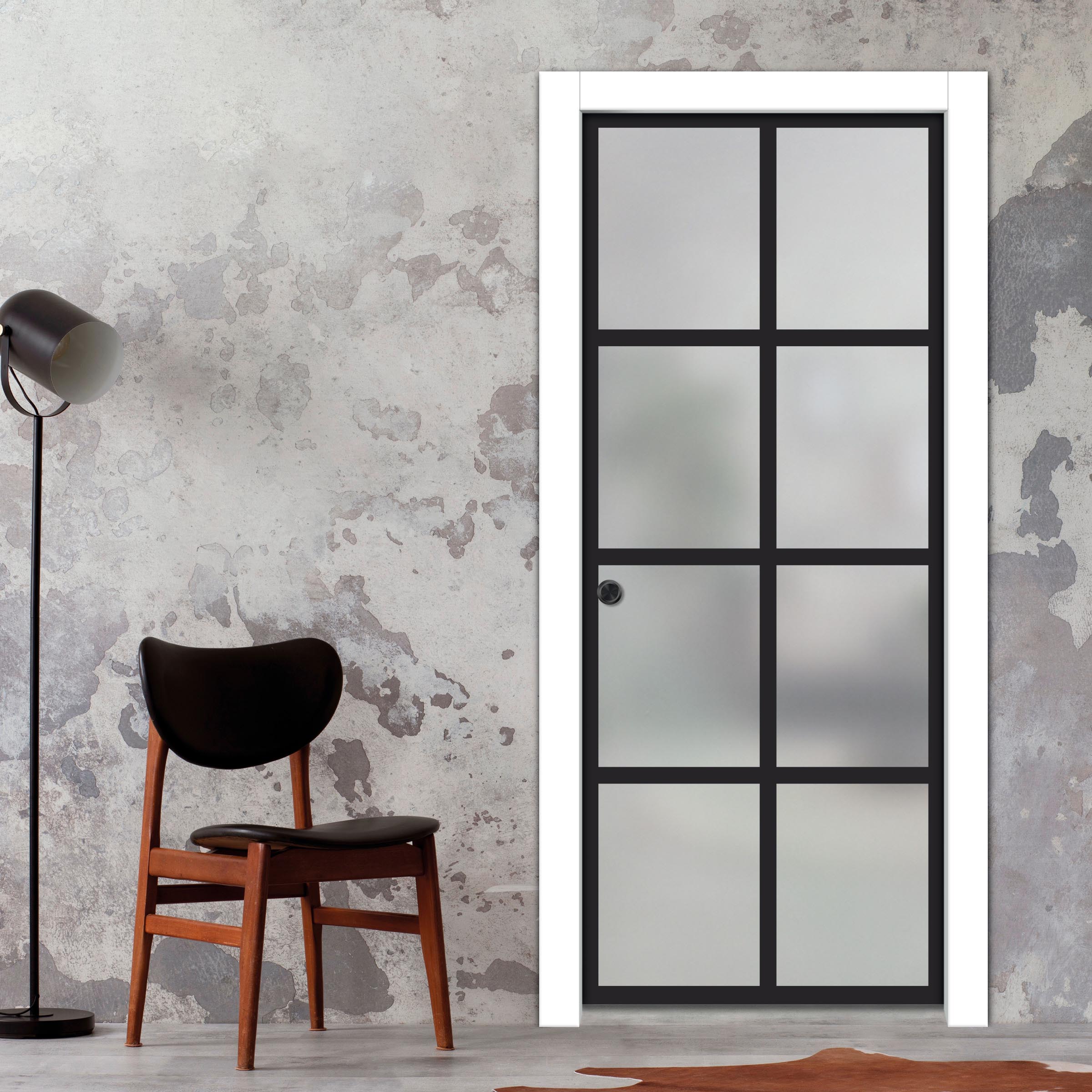 Frameless Glass Sliding Pocket Door Industrial Style PSGDIS-5374