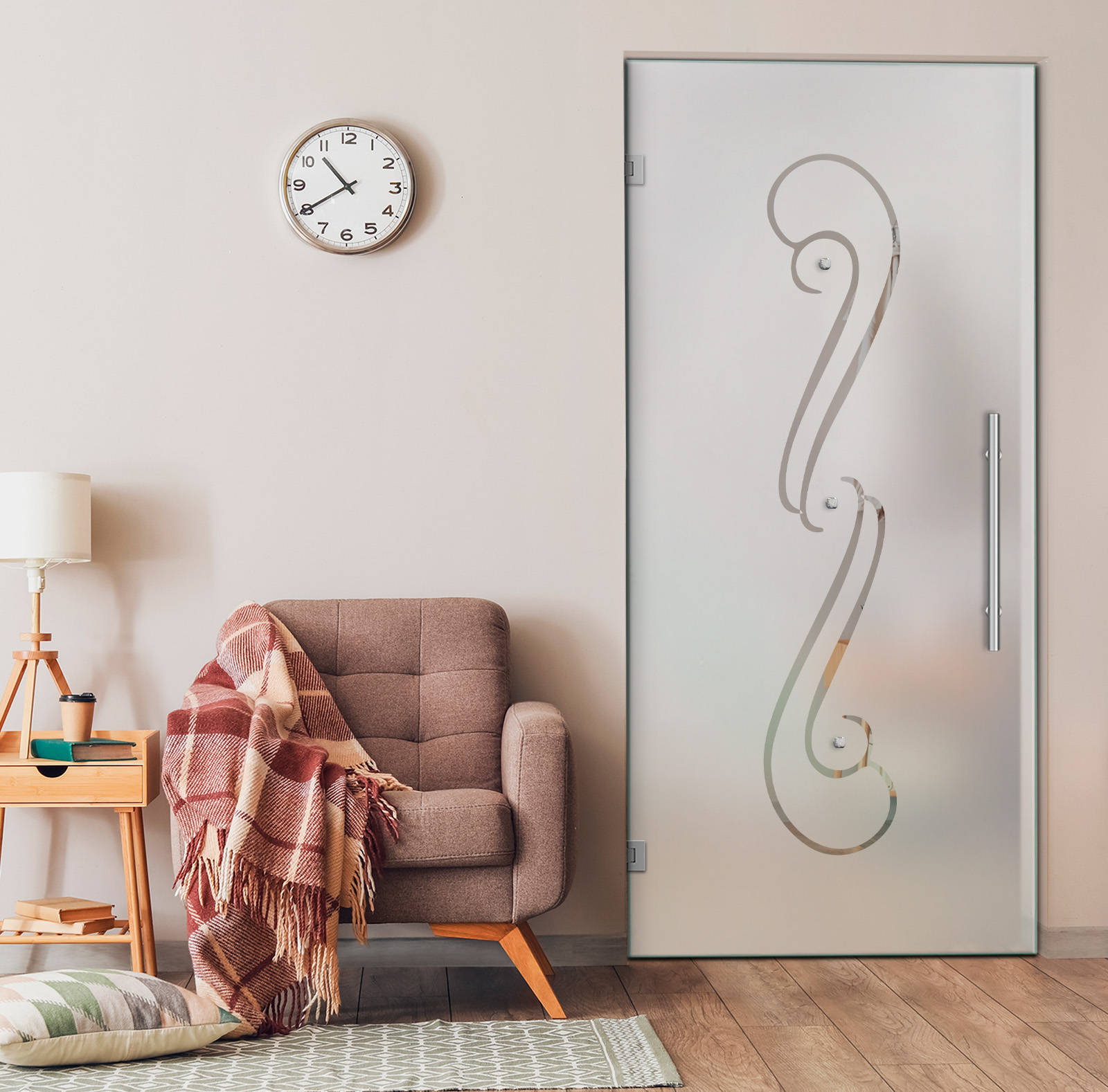 Swing Glass Door with Faceted Stone (Semi-Private)