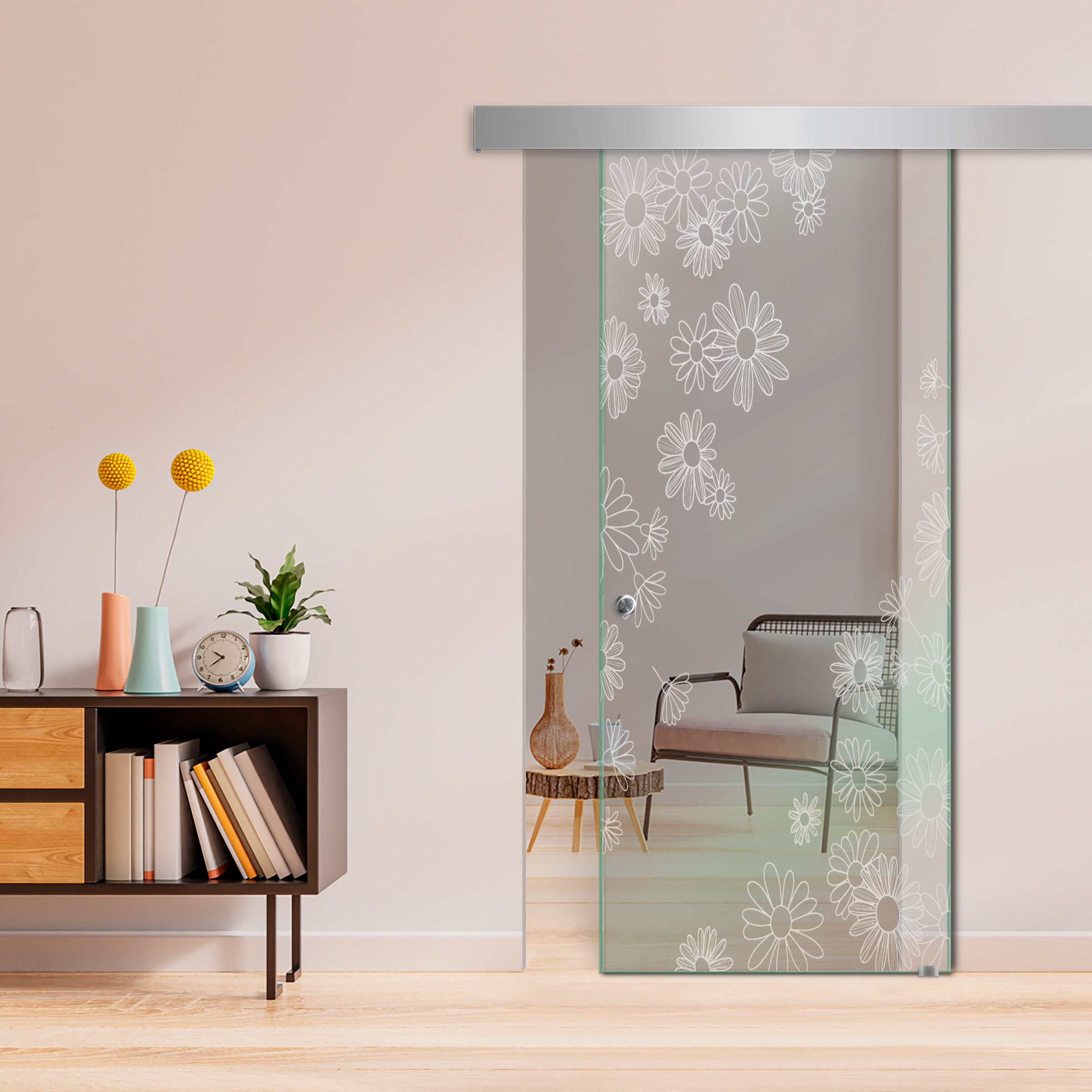 Sliding Glass Barn Door ALU100 (Non Private) Recessed Grip