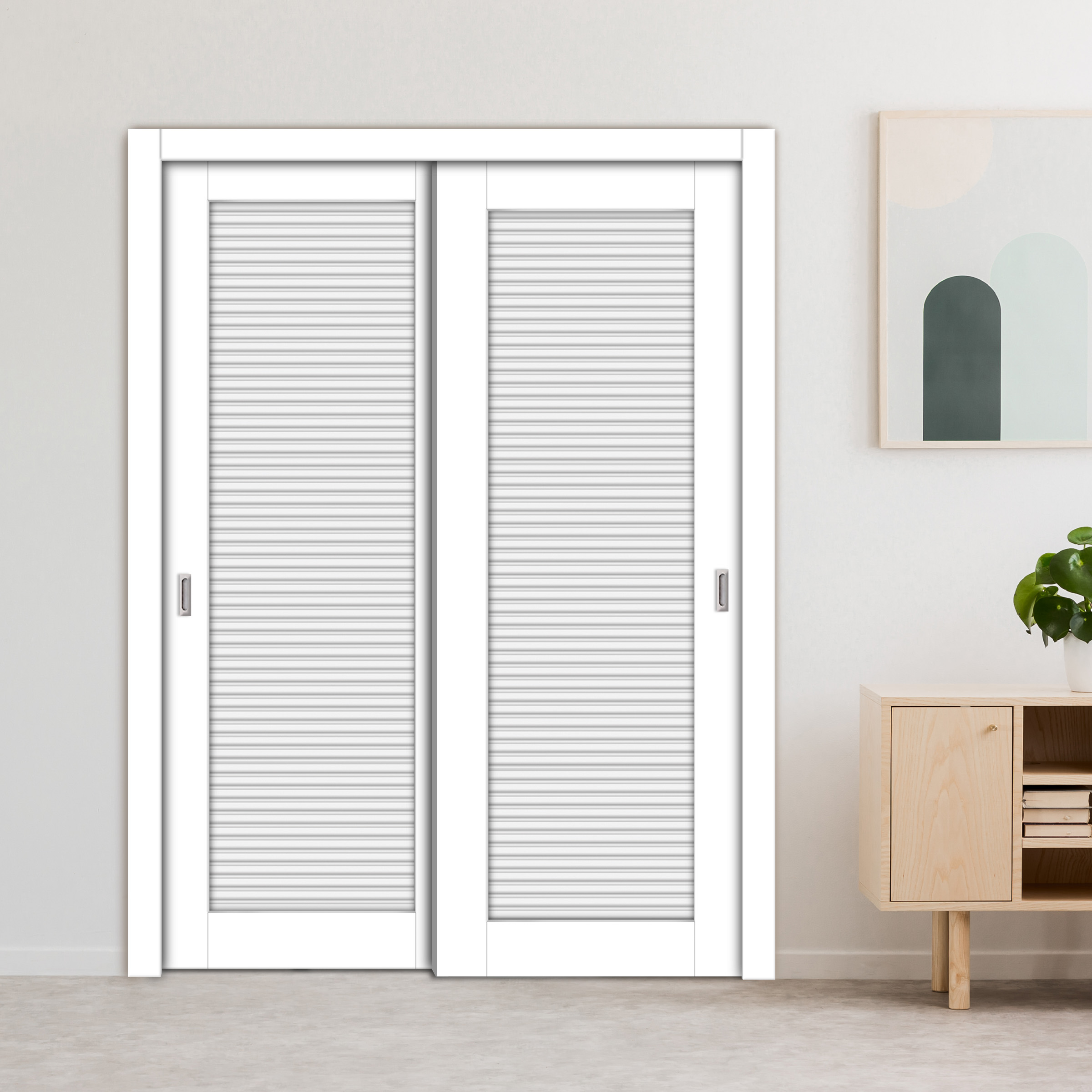 2 Leaf Flush Sliding Wooden Bypass Closet Door HSSB-4090