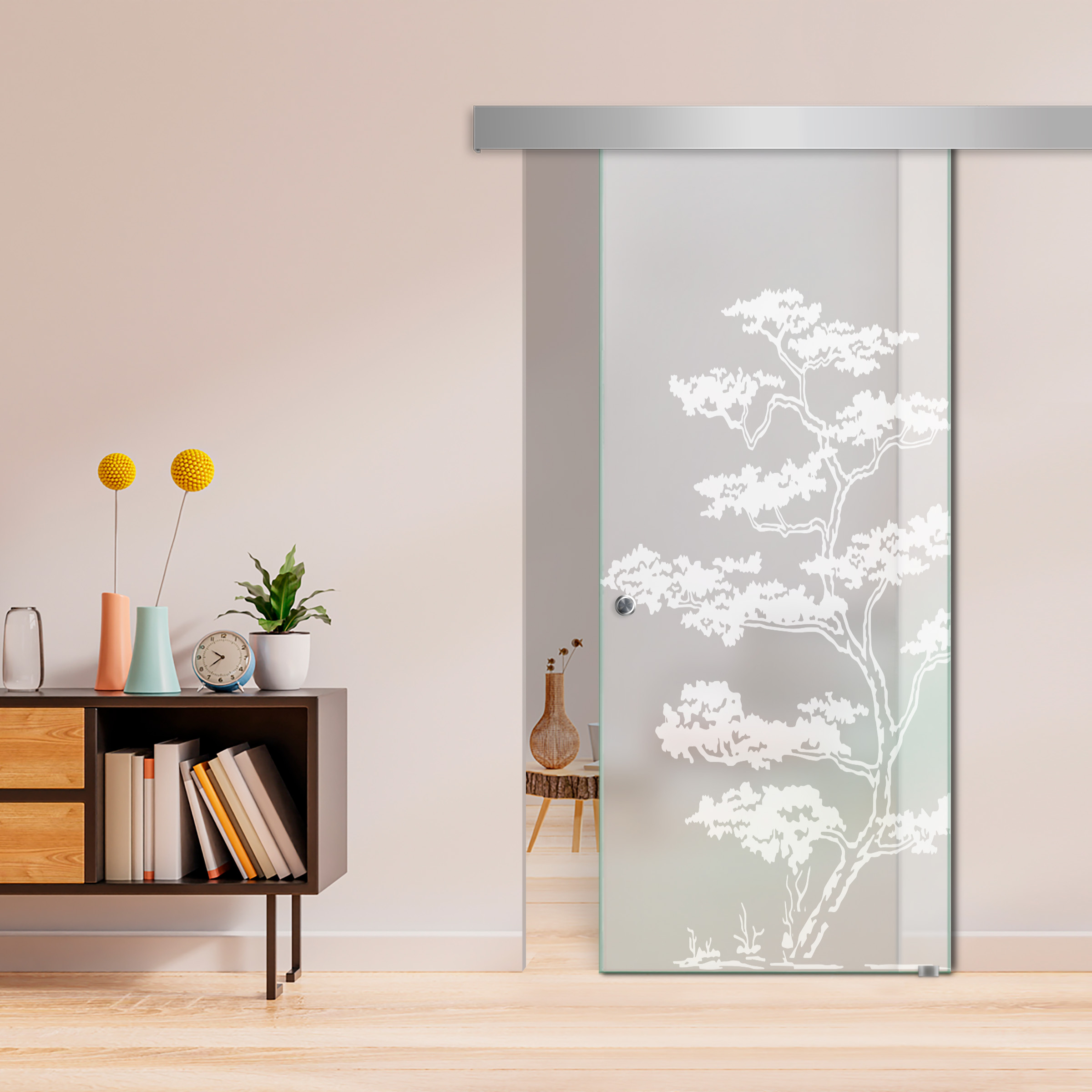 Sliding Glass Barn Door ALU100 (Full Private) Recessed Grip