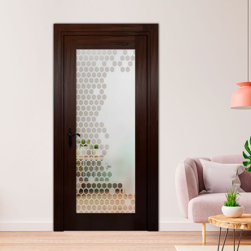 1 Lite Interior Door with Mahogany Wood and Glass Insert (Semi-Private)