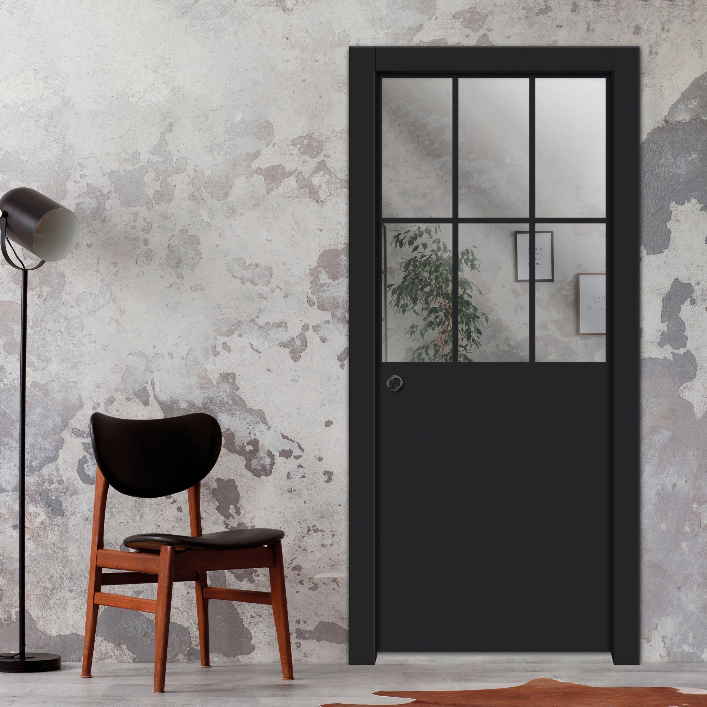 Frameless Glass Sliding Pocket Door Industrial Style PSGDIS-4272