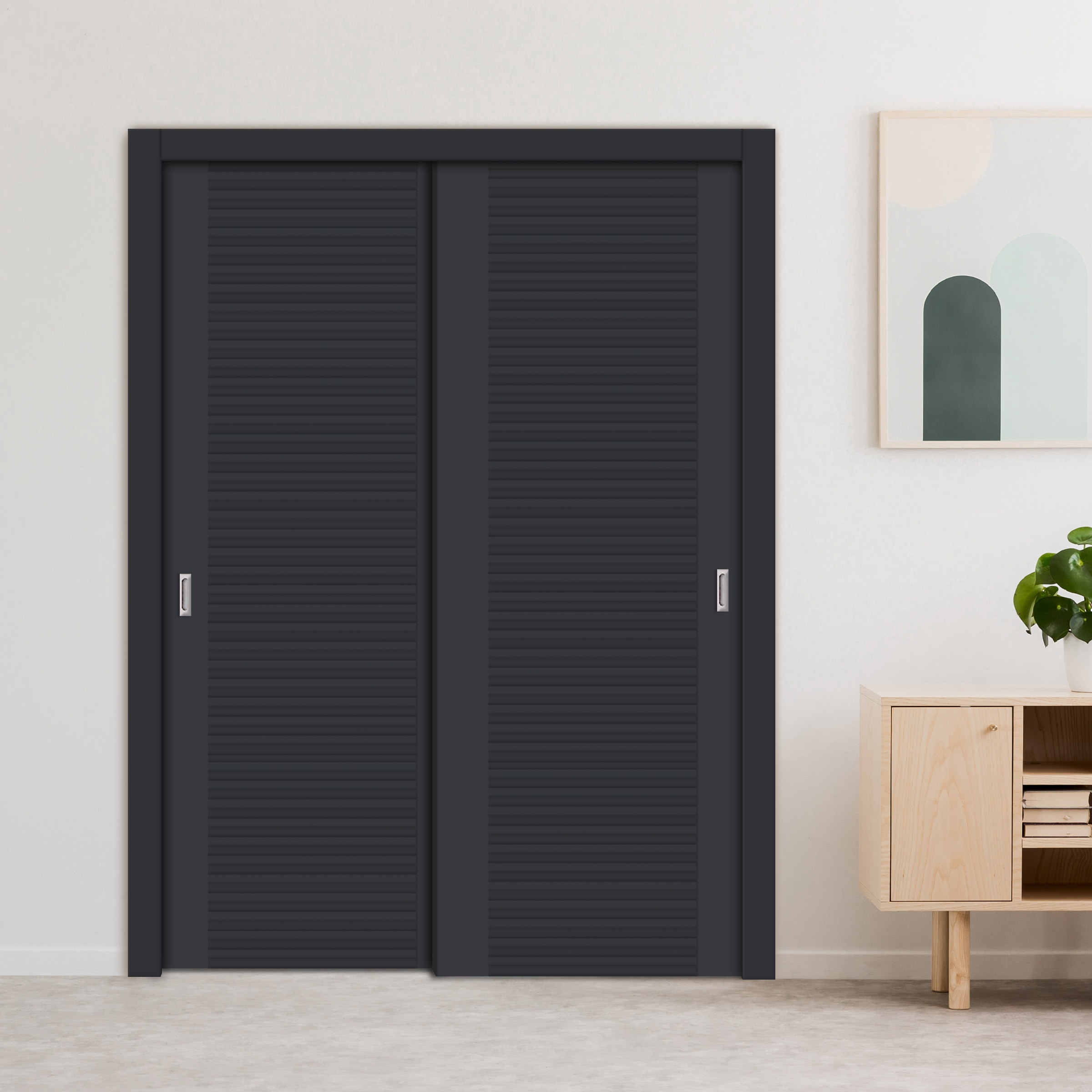 2 Leaf Flush Sliding Wooden Bypass Closet Door HSSB-4086