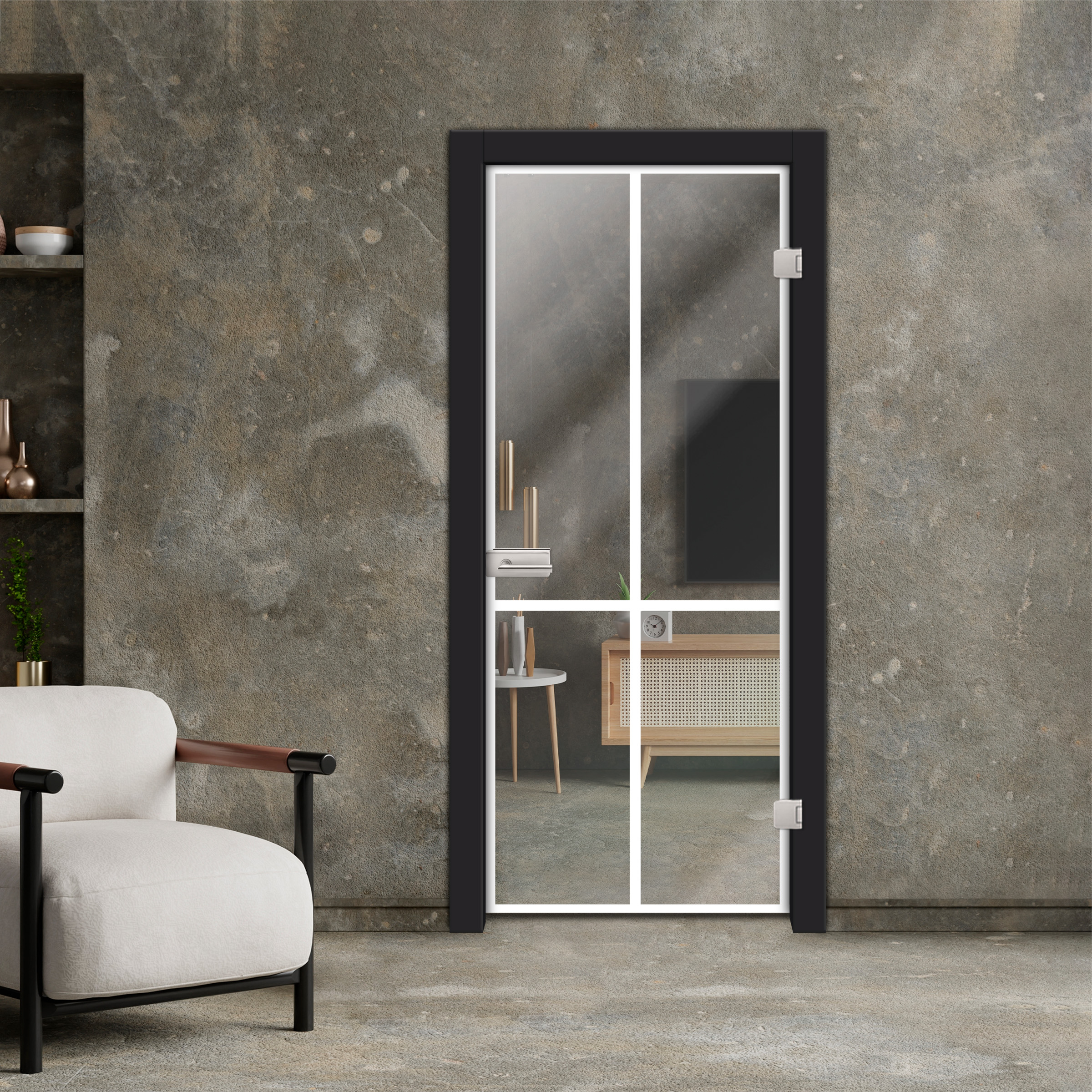 Frameless Industrial Style Hinged Glass Door IHGD-5403