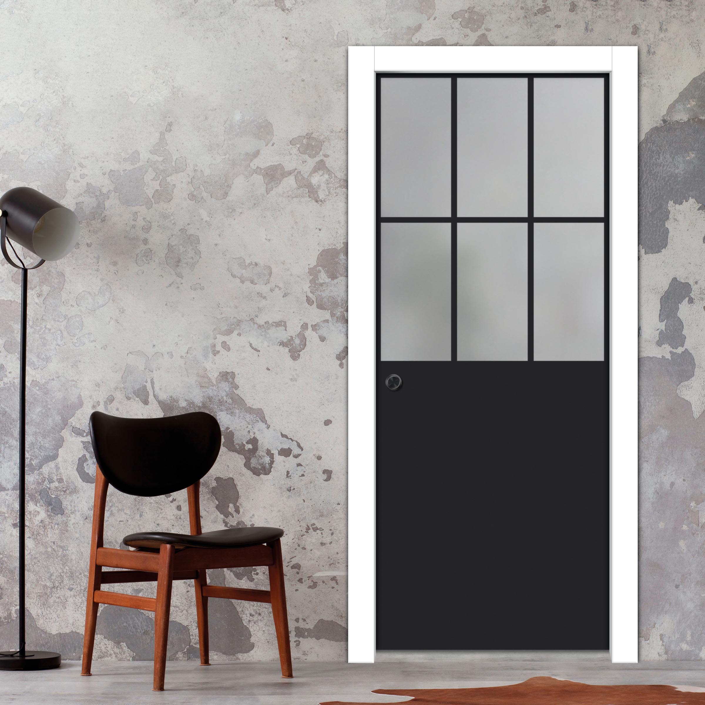 Frameless Glass Sliding Pocket Door Industrial Style PSGDIS-4272