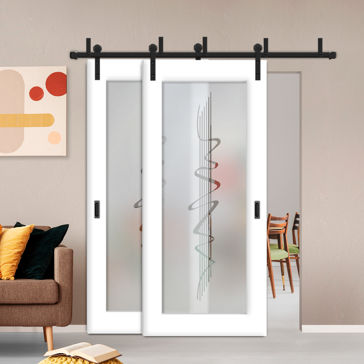 Sliding Barn Bypass Door (Model BGD-0019 Semi-Private)