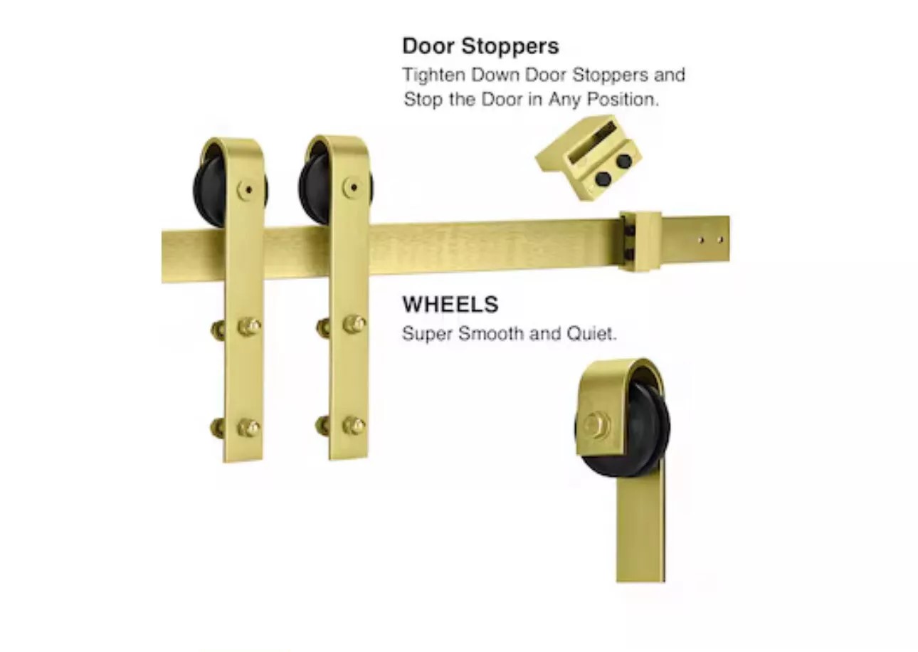 Gold Colored Hardware Kit for Sliding Wooden Barn Door