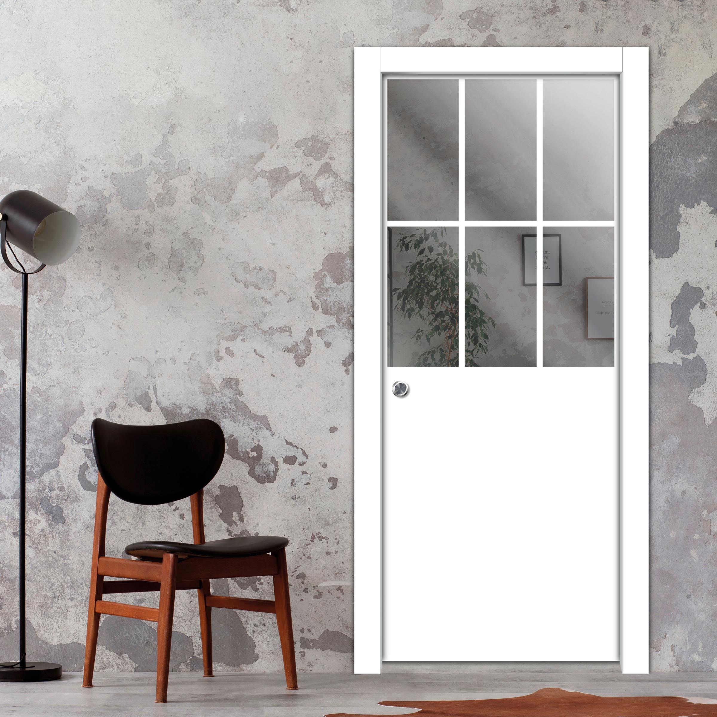 Frameless Glass Sliding Pocket Door Industrial Style PSGDIS-4272