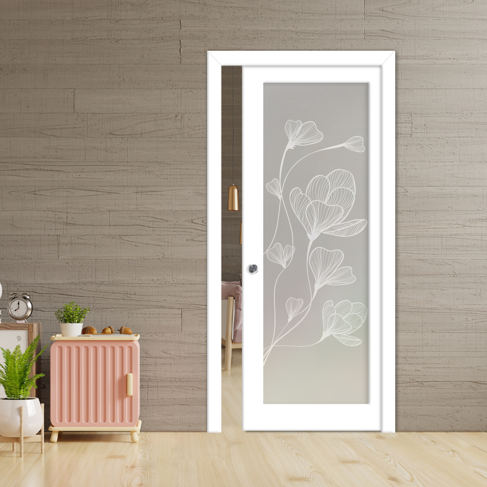 Sliding Pocket Wood Door with Glass Insert (Full-private)