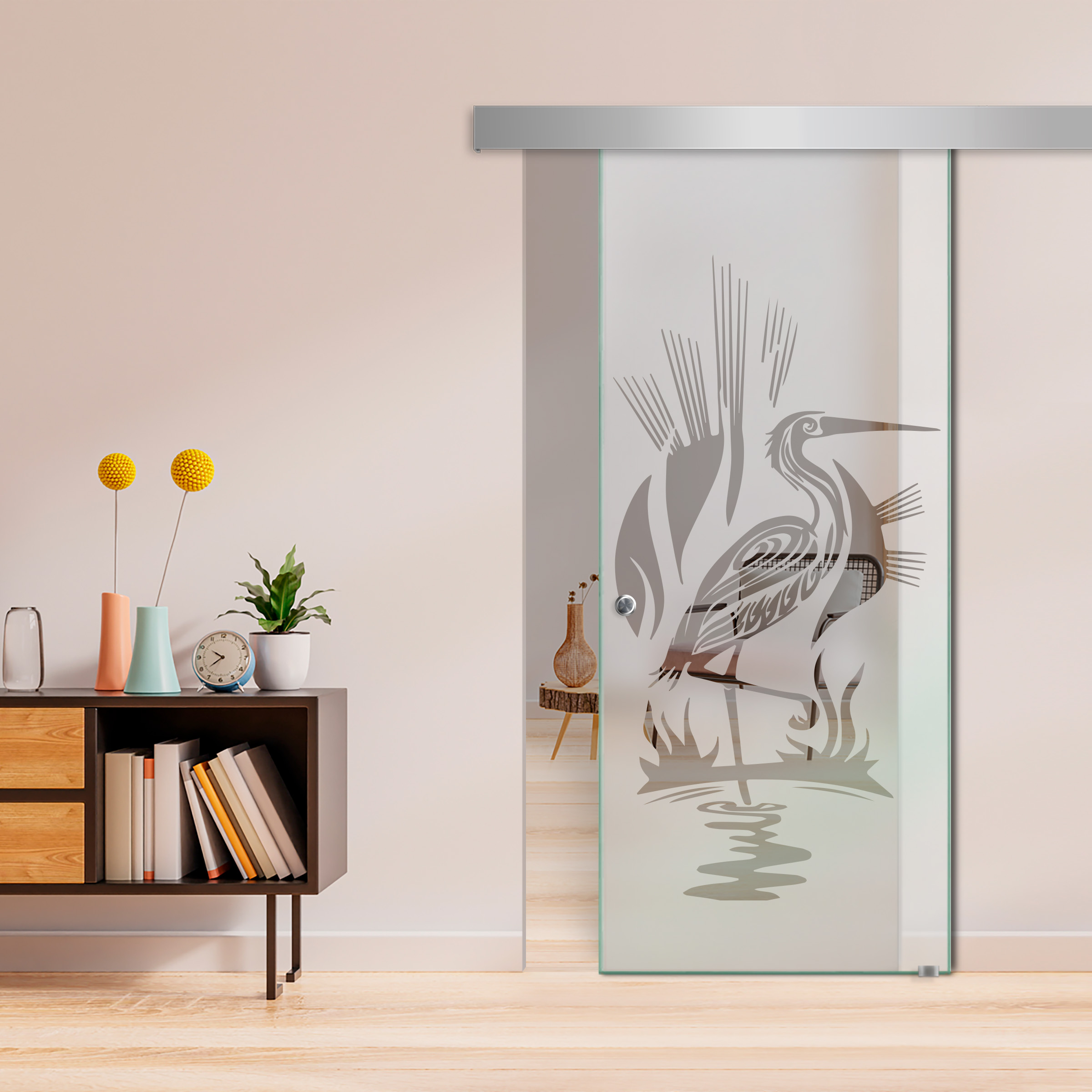 Sliding Glass Barn Door  ALU100 (Semi Private)