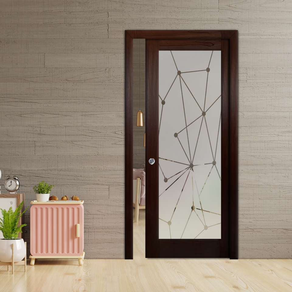 Glass Barn Door- Wood Type:  (Semi-Private)_Recessed Grip Handle
