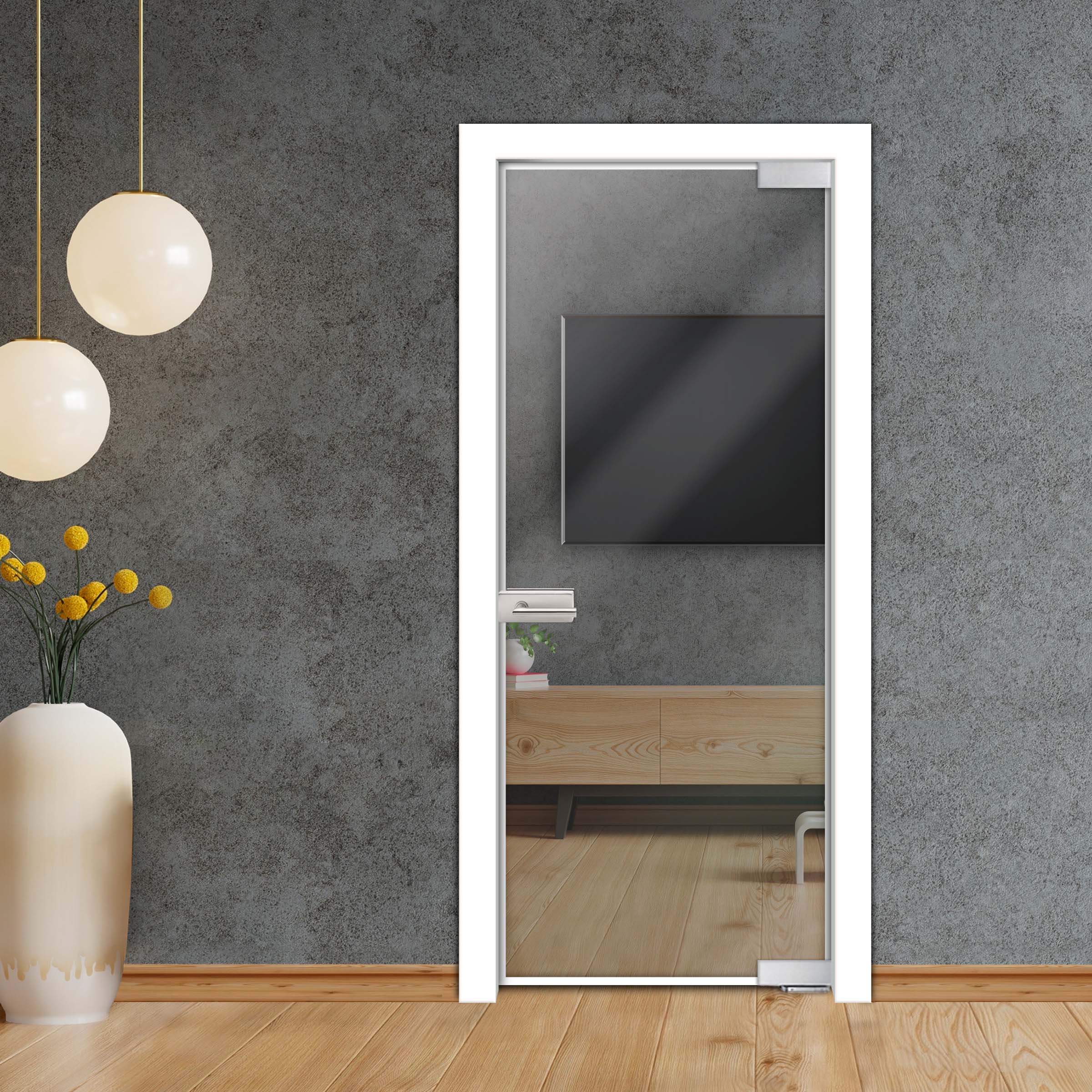 Frameless Industrial Pivot Glass Door (Black Hardware Complete Kit) PGLF-5330
