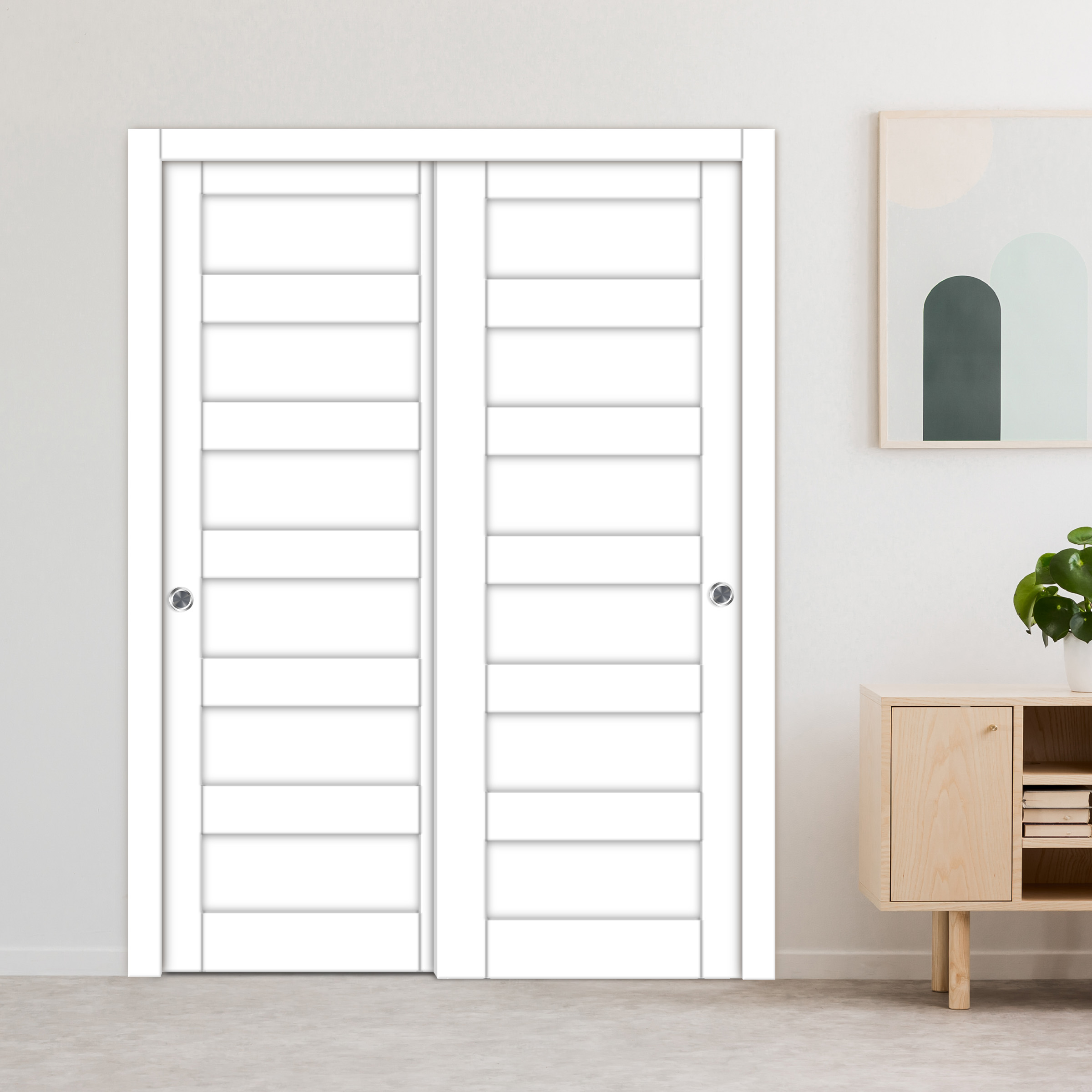 Handmade Shaker Style Bypass Sliding Closet Door White