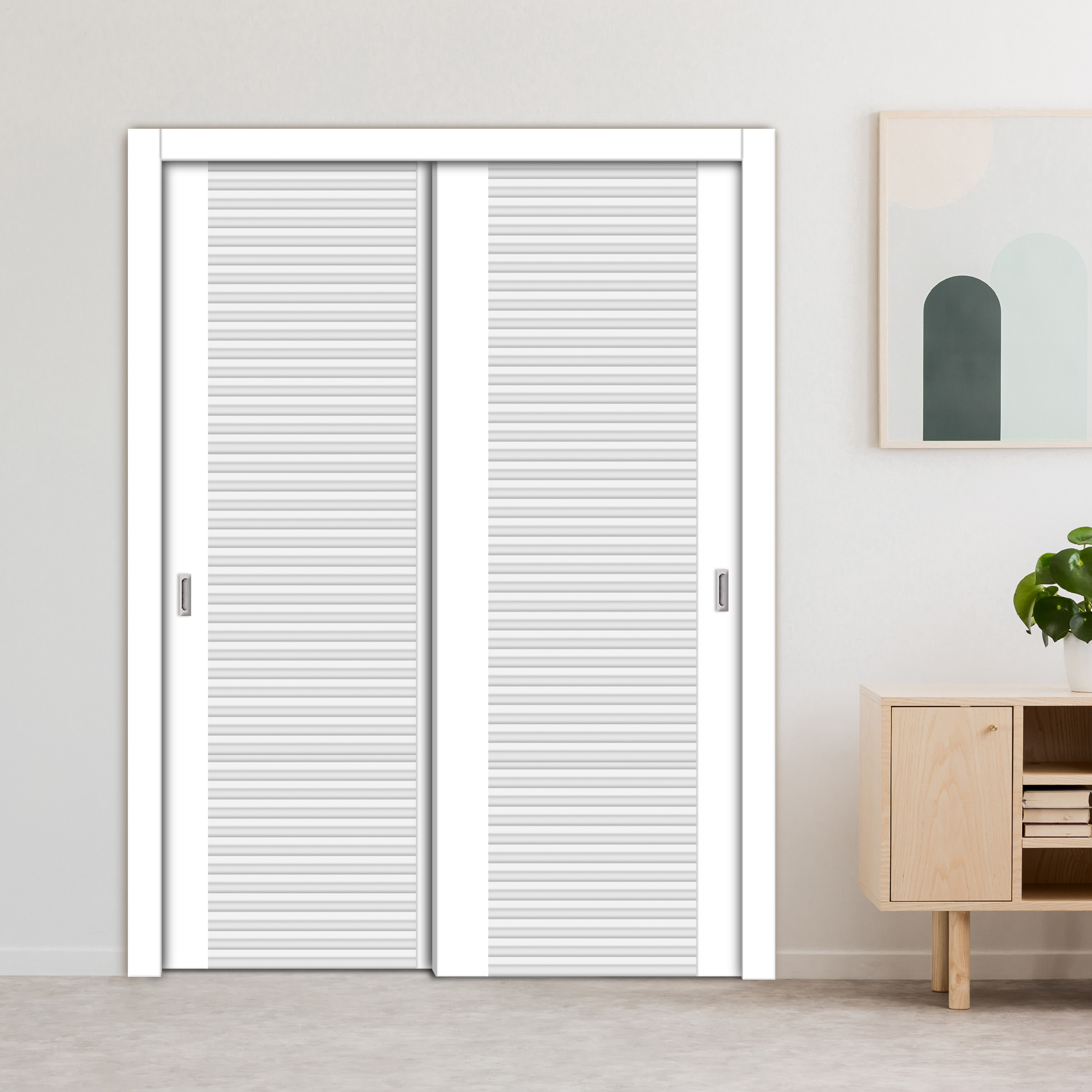 2 Leaf Flush Sliding Wooden Bypass Closet Door HSSB-4086
