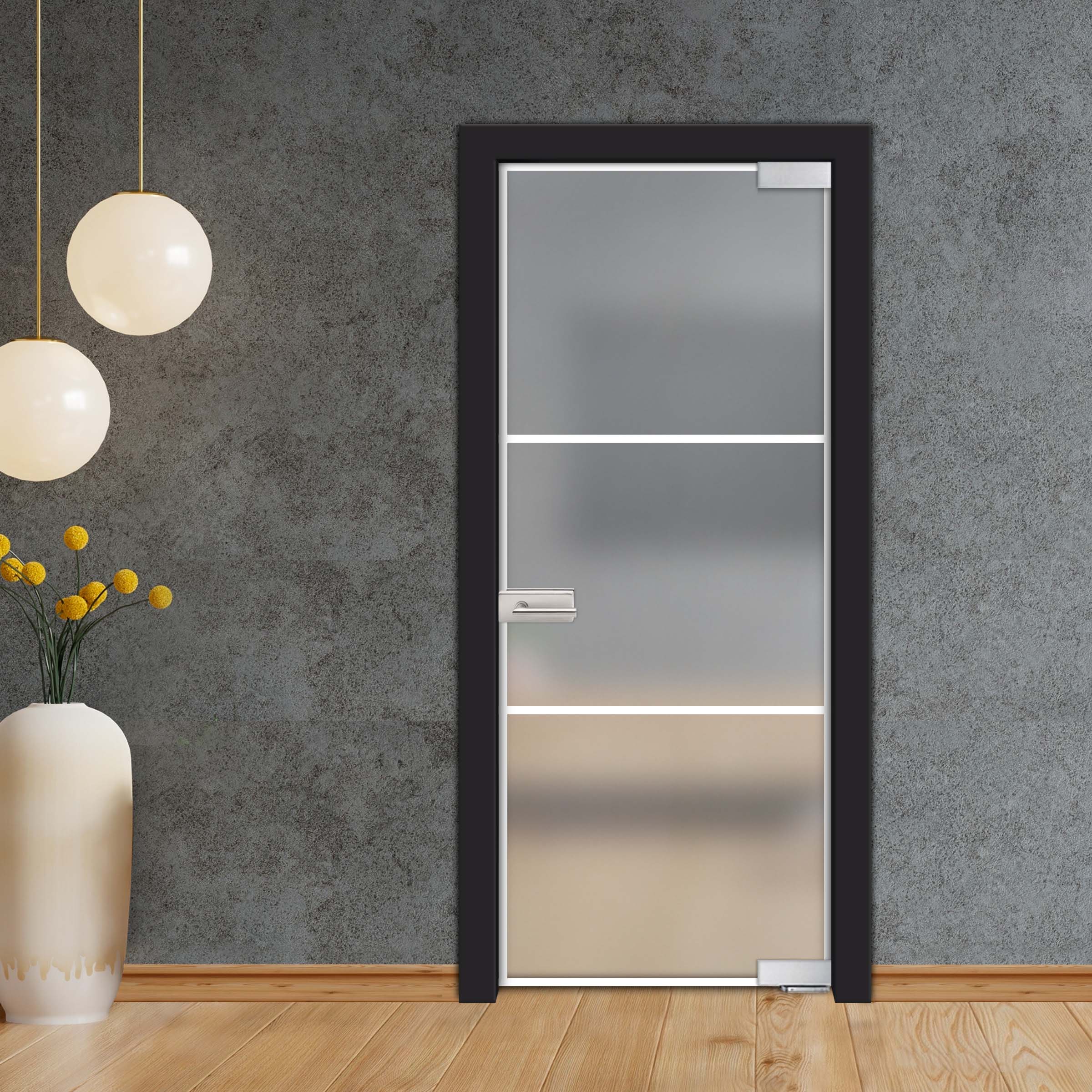 Frameless Industrial Pivot Glass Door (Black Hardware Complete Kit) PGLF-4144