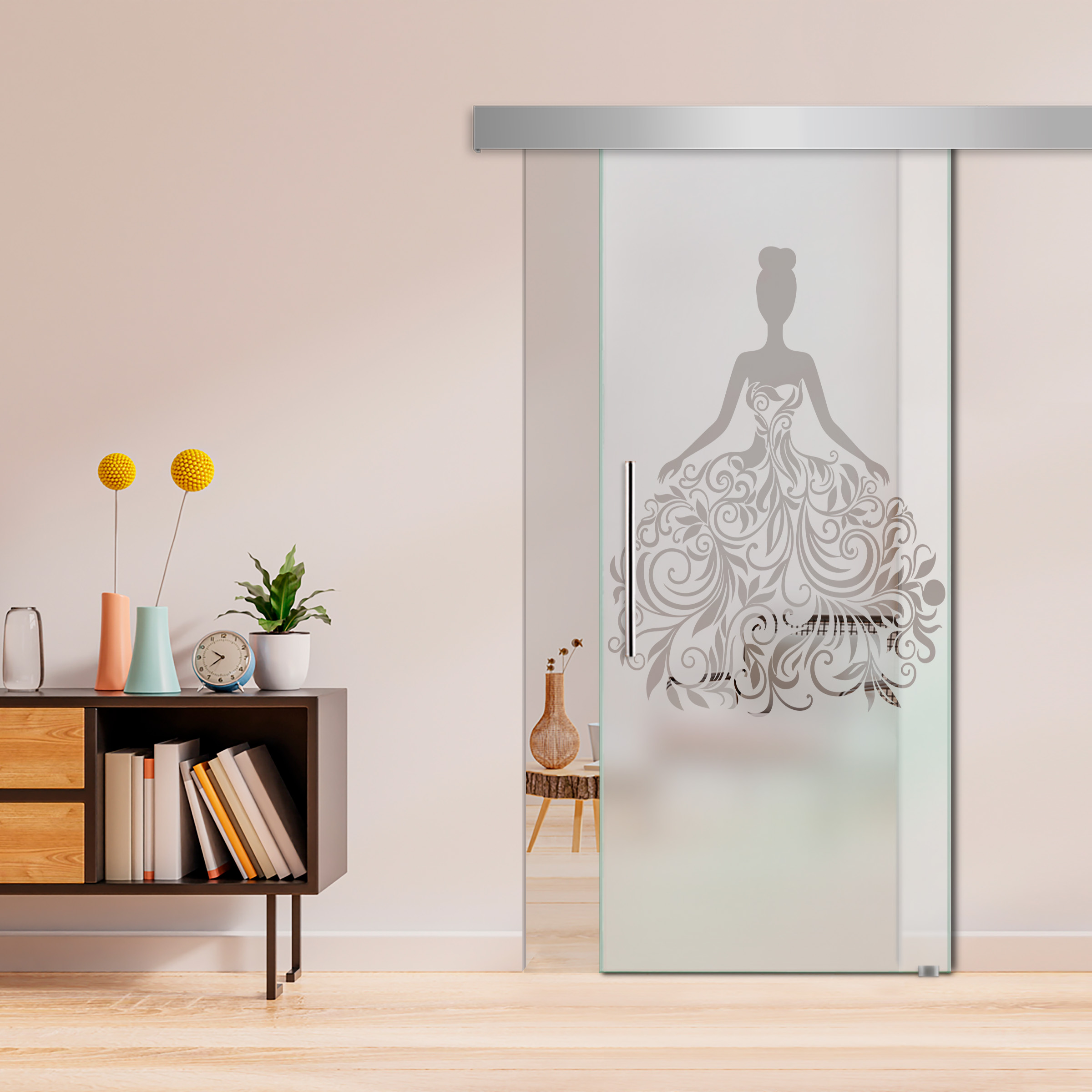 Sliding Glass Barn Door  ALU100 T Handle (Semi Private)