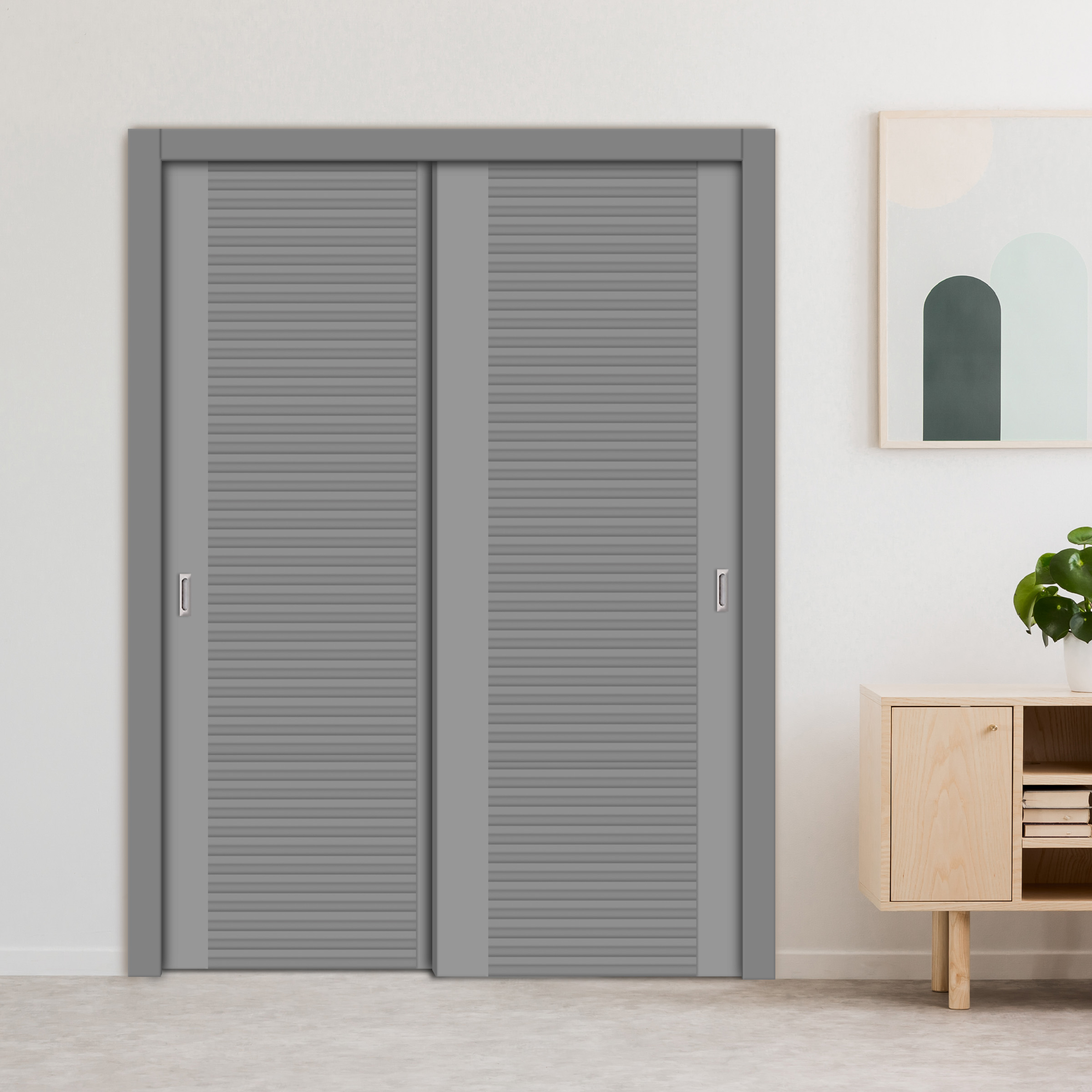 2 Leaf Flush Sliding Wooden Bypass Closet Door HSSB-4086